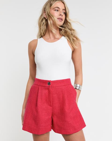 Pink - Women's - Pink Boucle Tailored Shorts - Size 10