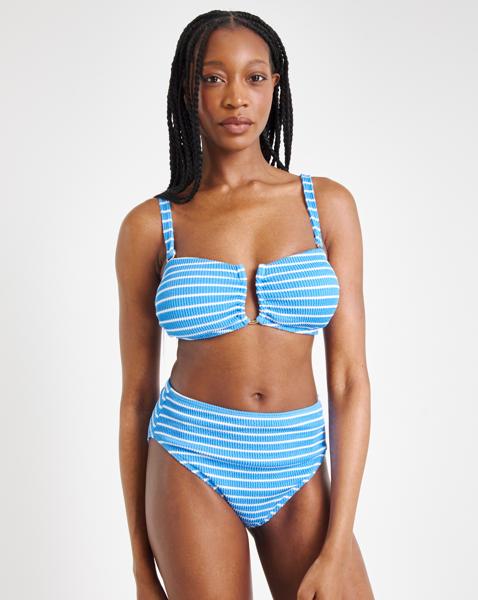 High Waist Stripe Bikini Bottoms - Image
