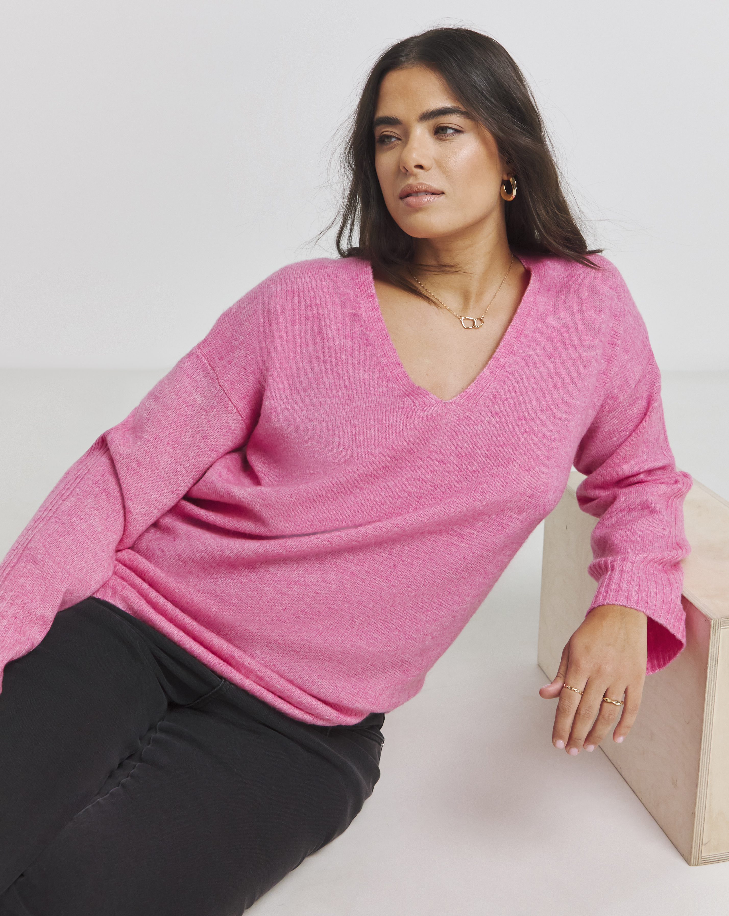 Simply Be Slouchy V Neck Longline Jumper