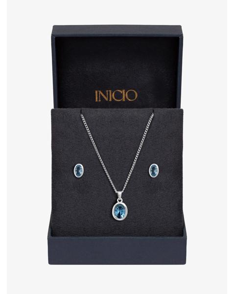 Blue Topaz Oval Bezel Set - Gift Box