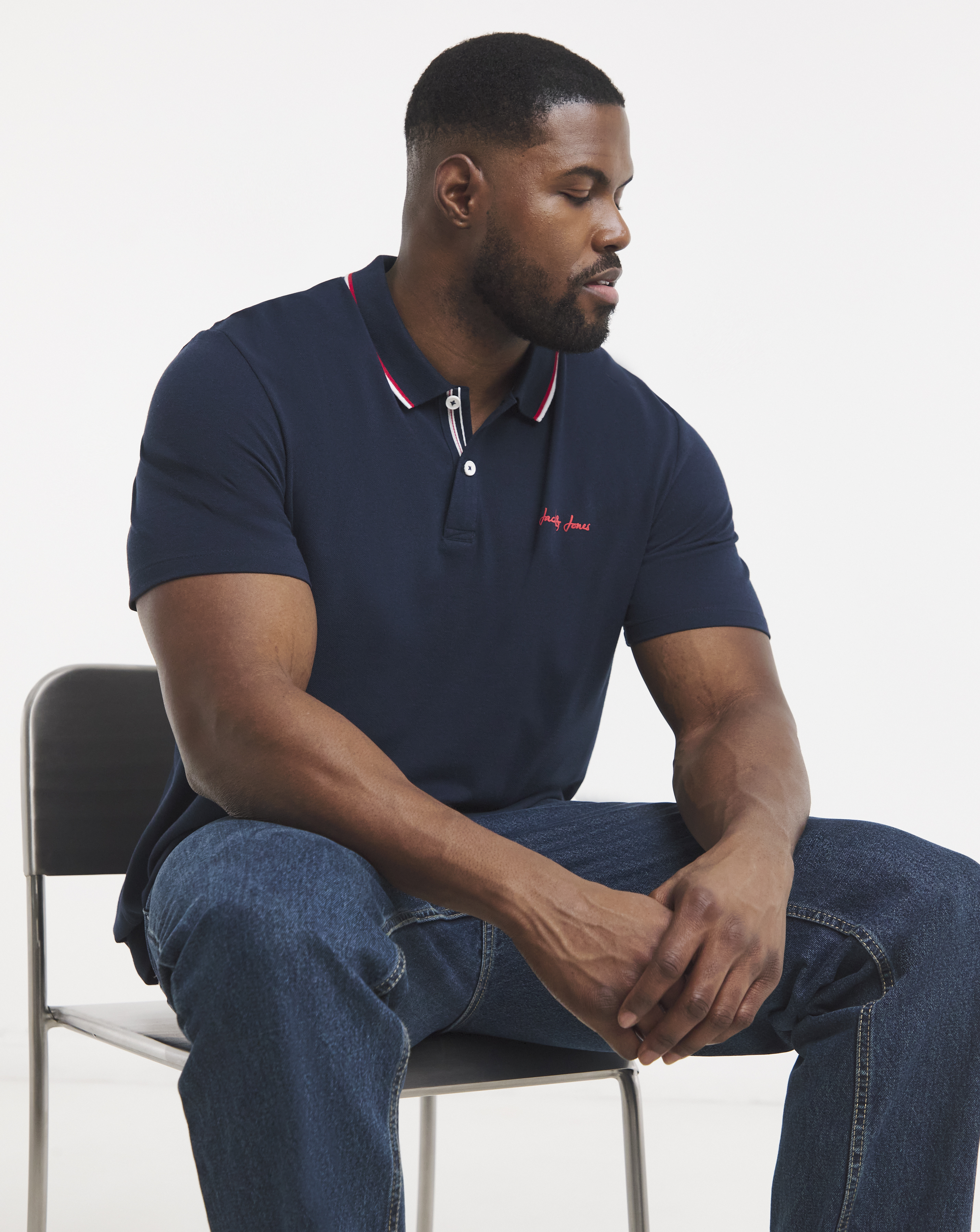 Jack & Jones Navy Blaze Logo Tipped Polo - 1XL(50)