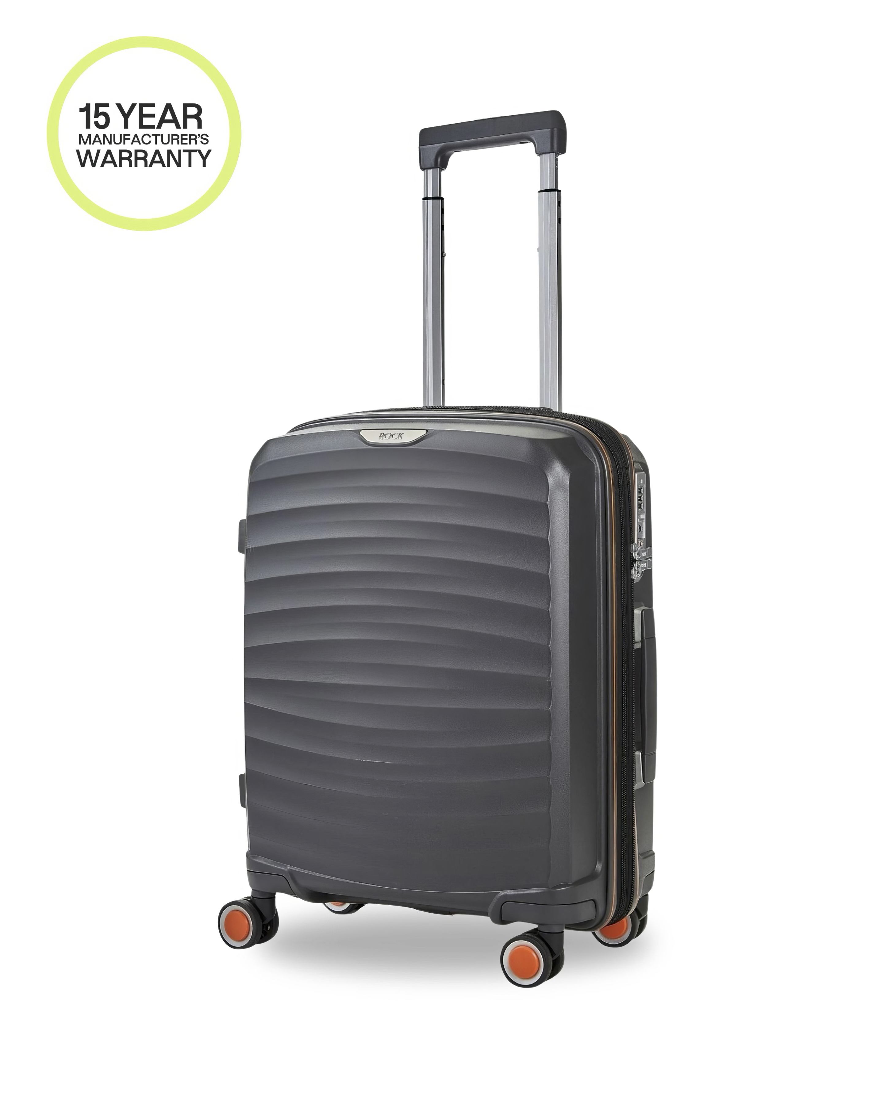Rock Sunwave Cabin Suitcase - Polypropylene - Charcoal - Expandable - TSA Lock