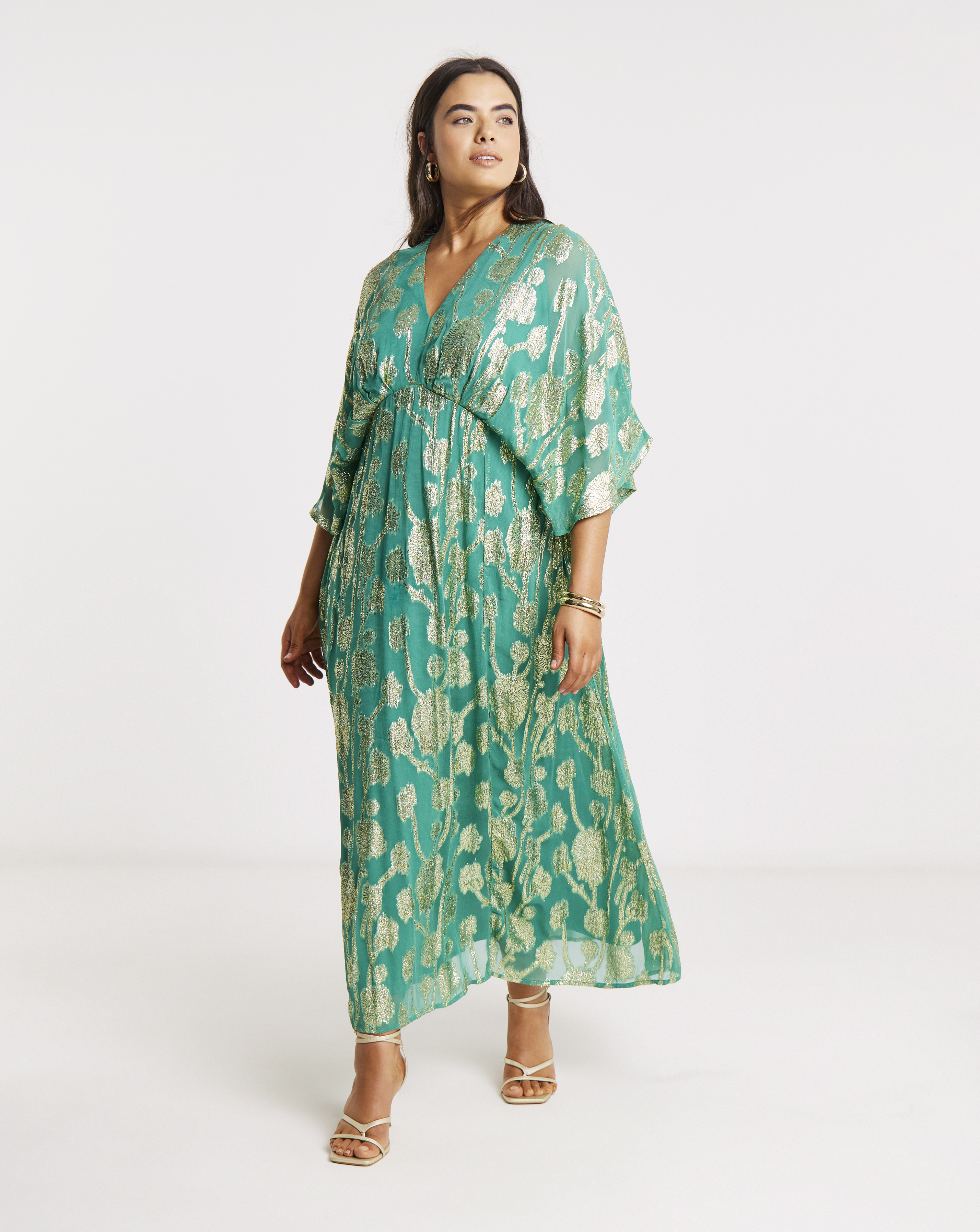 Joanna Hope Metallic Jacquard Tea Dress