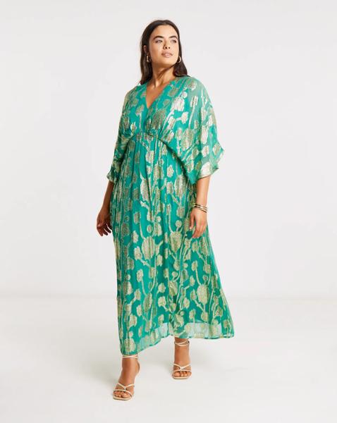 Joanna Hope Metallic Jacquard Tea Dress