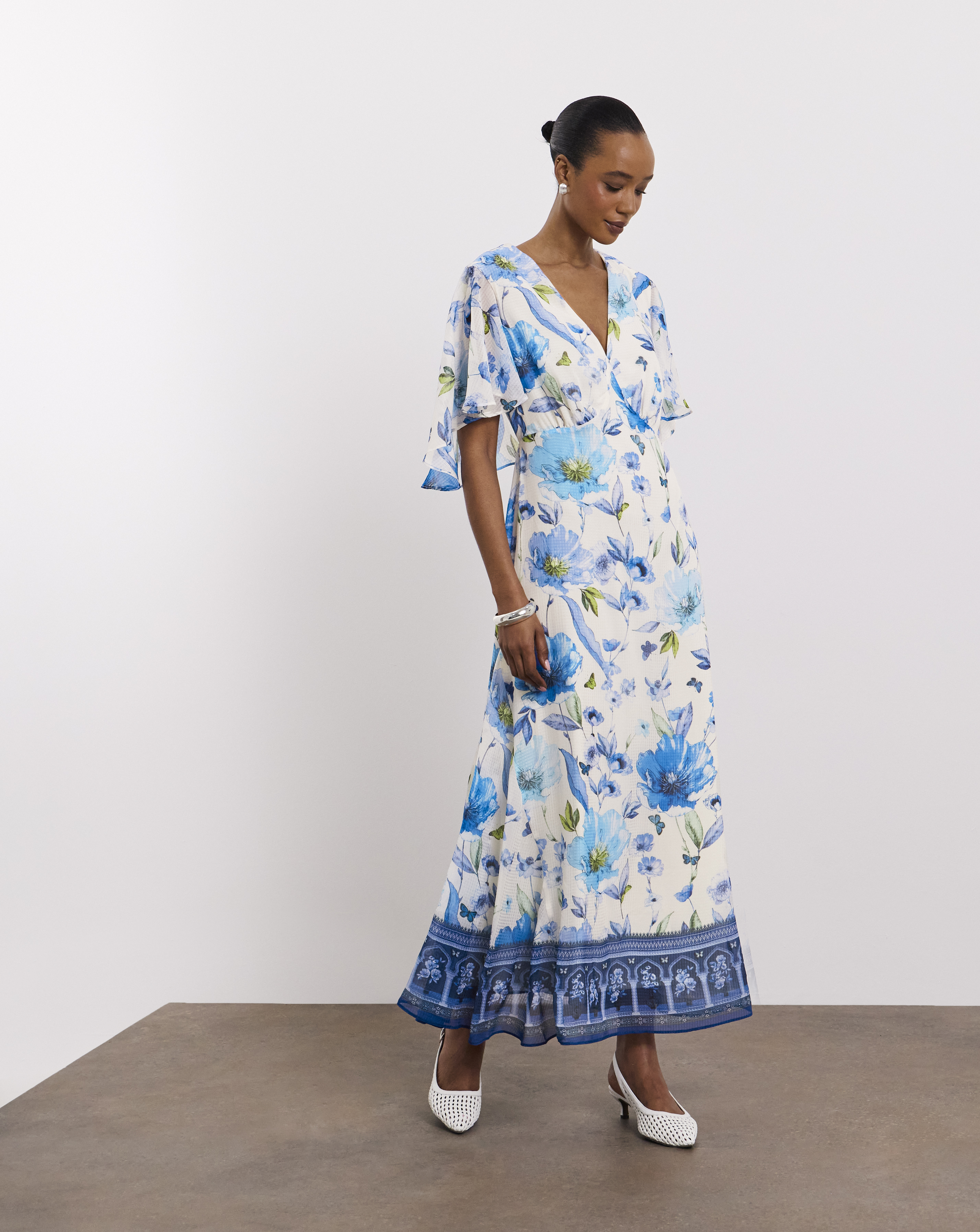 Joanna Hope Cape Sleeve Tea Dress
