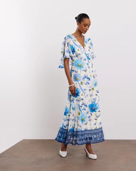 Joanna Hope Cape Sleeve Tea Dress