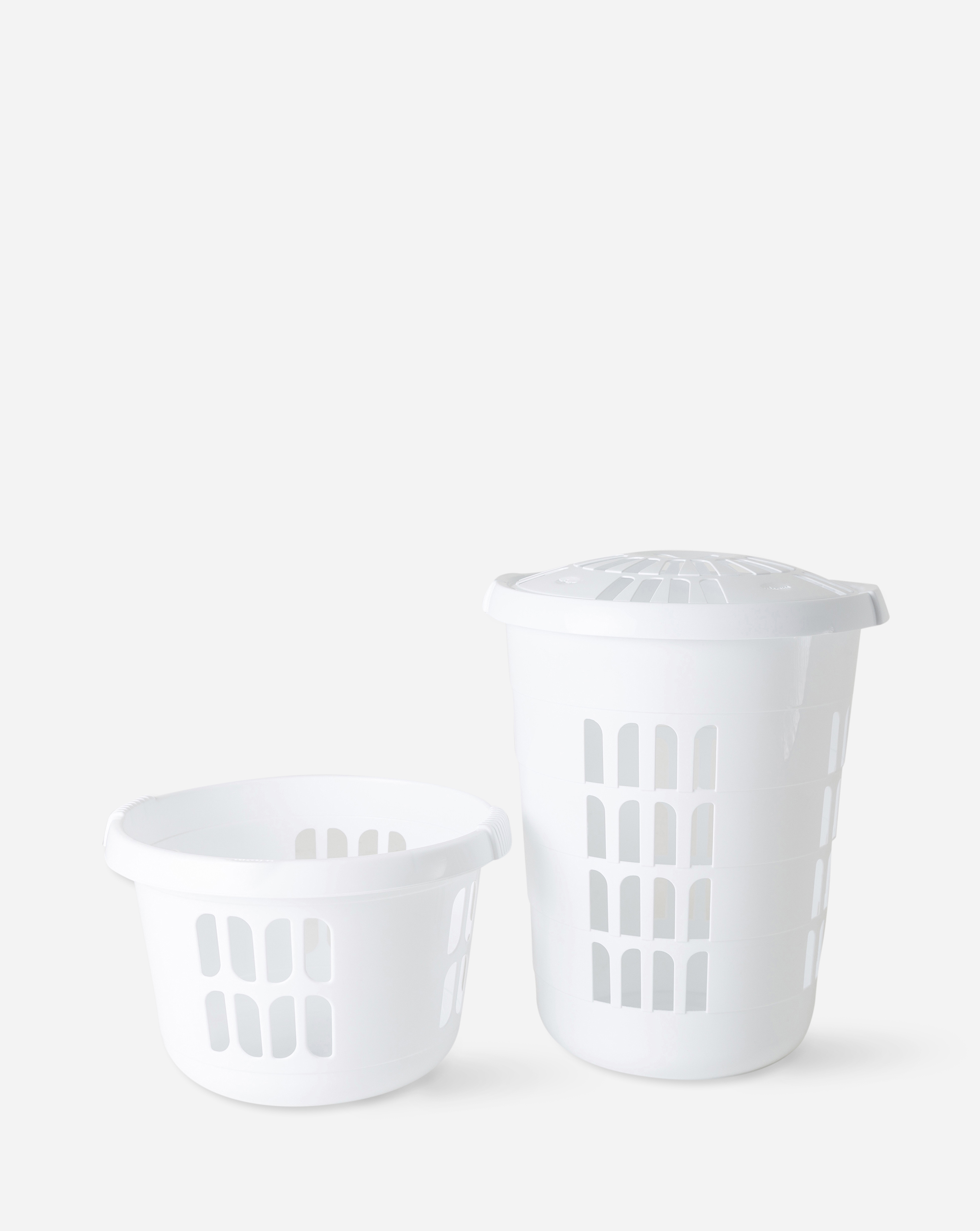 Wham White Laundry Round Laundry Basket Set 50L