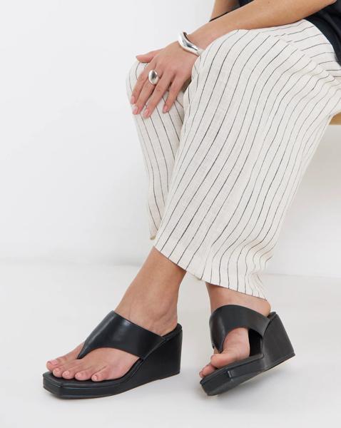 Wedged Toe Post Sandals Wide Fit - Image