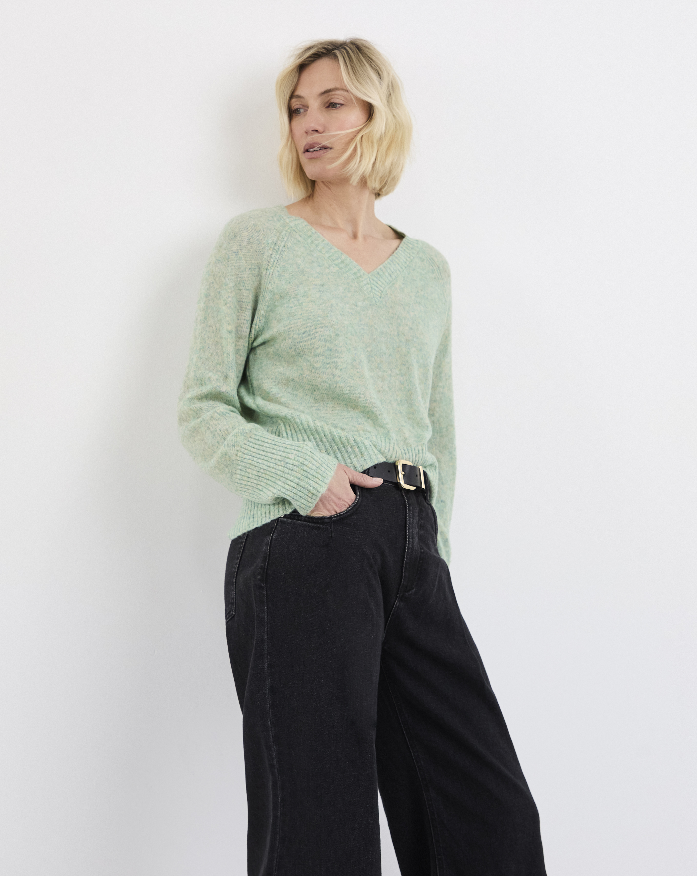 Sheer V Neck Jumper