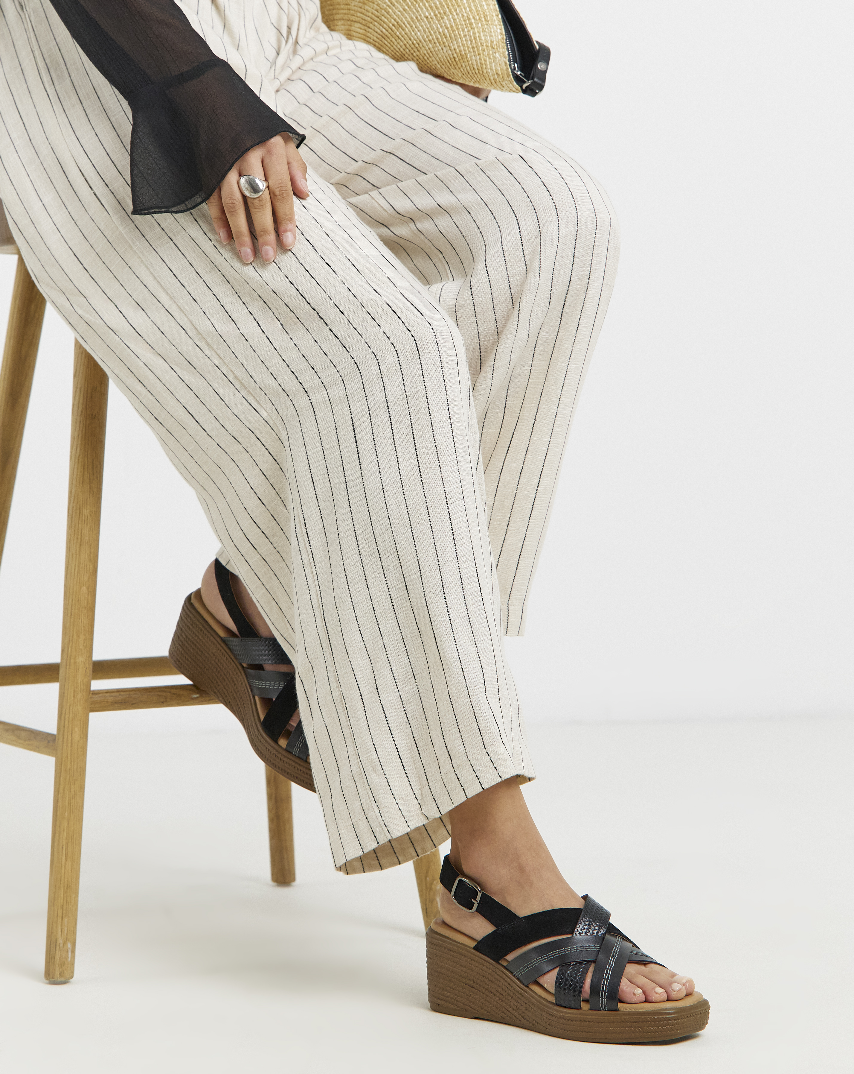 Crossover Wedge Sandal Wide