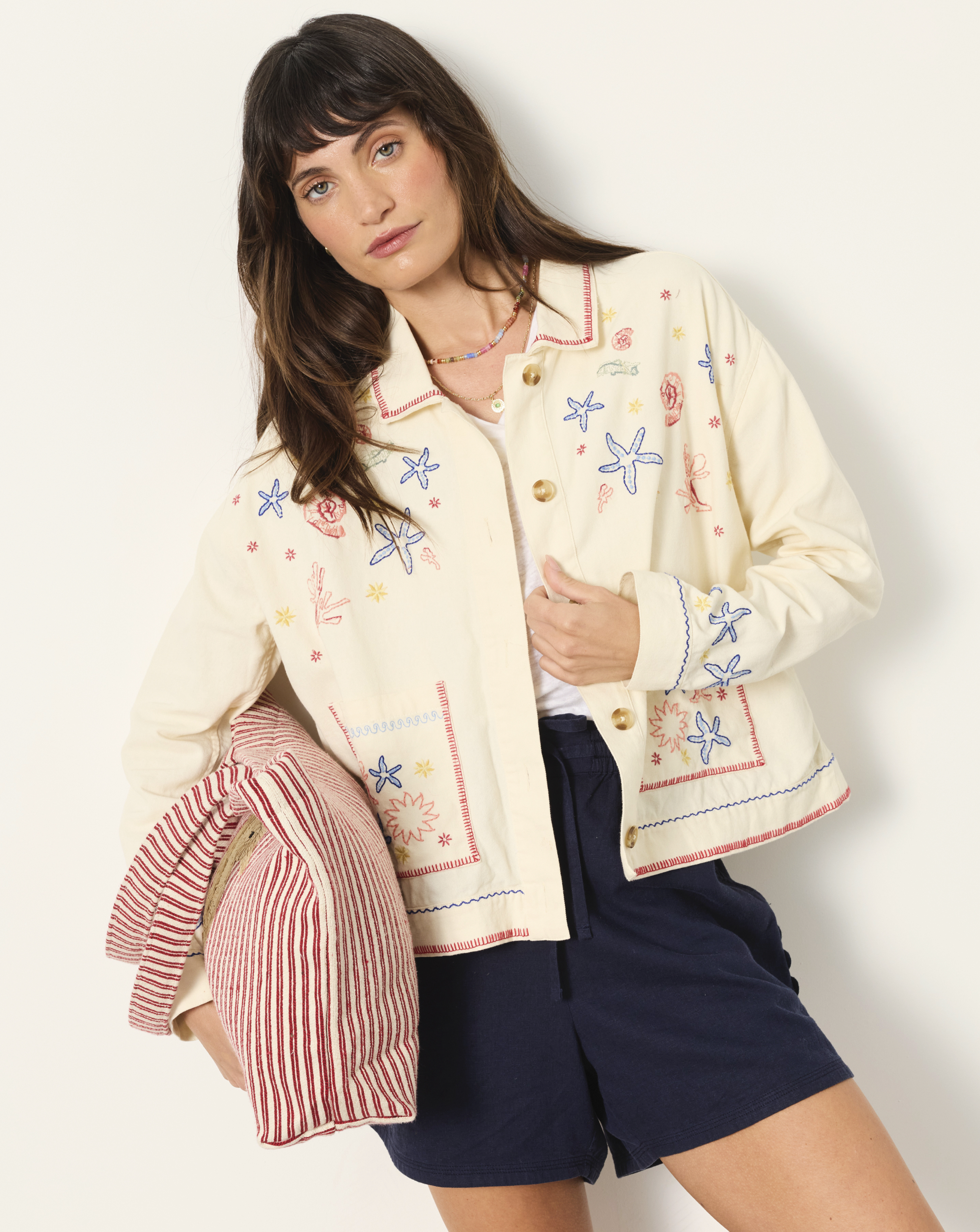FatFace - Women's - Embroidered Jacket - Shells Pattern - Size 12