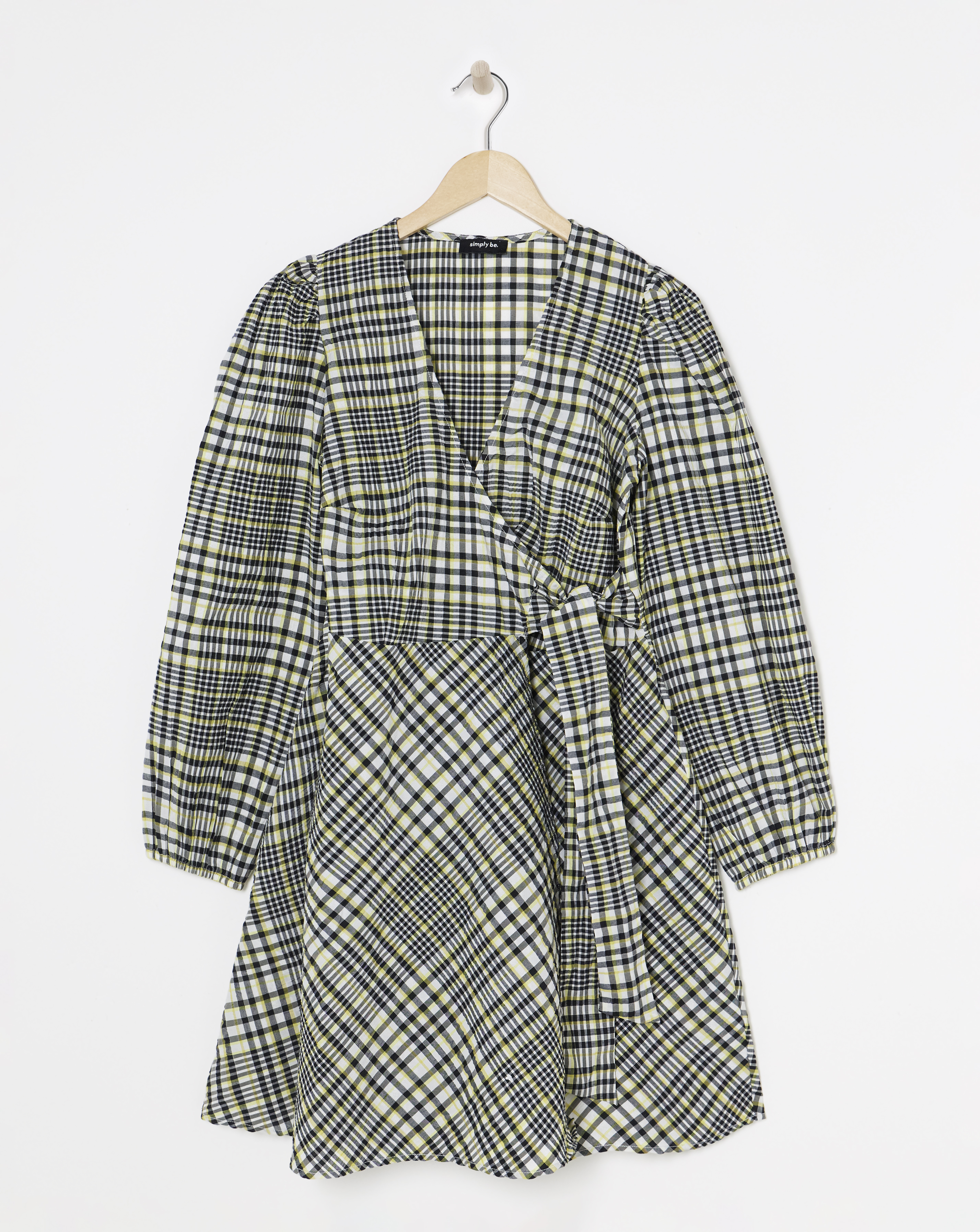 Simply Be - Women's Textured Check Wrap Dress - Size 10 - Check - 56% Polyester 43% Cotton 1% Elastane