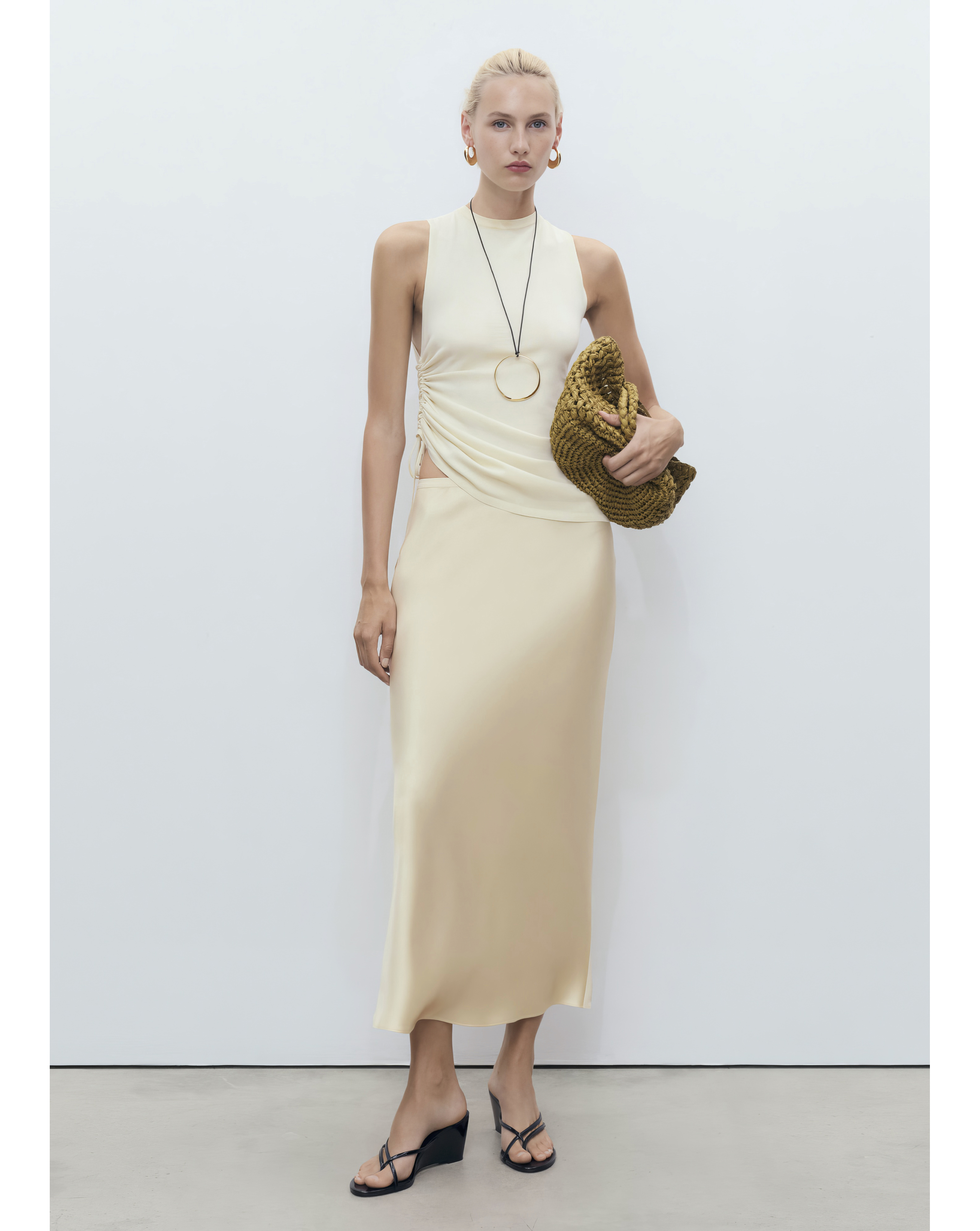 MANGO SATIN SKIRT