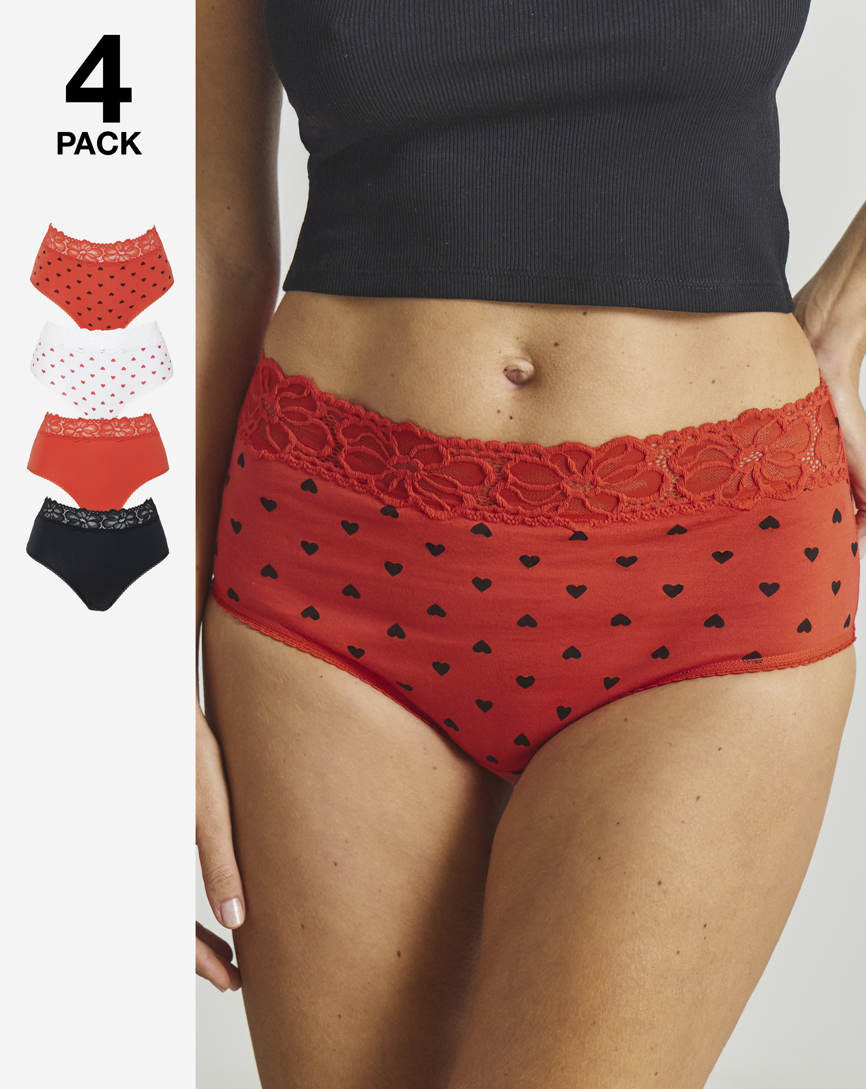 4 Pack Lace Top Full Knickers