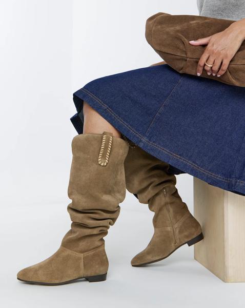 Olivia Suede Over the Knee Western Boots - Wide Fit (E) & Curvy Calf