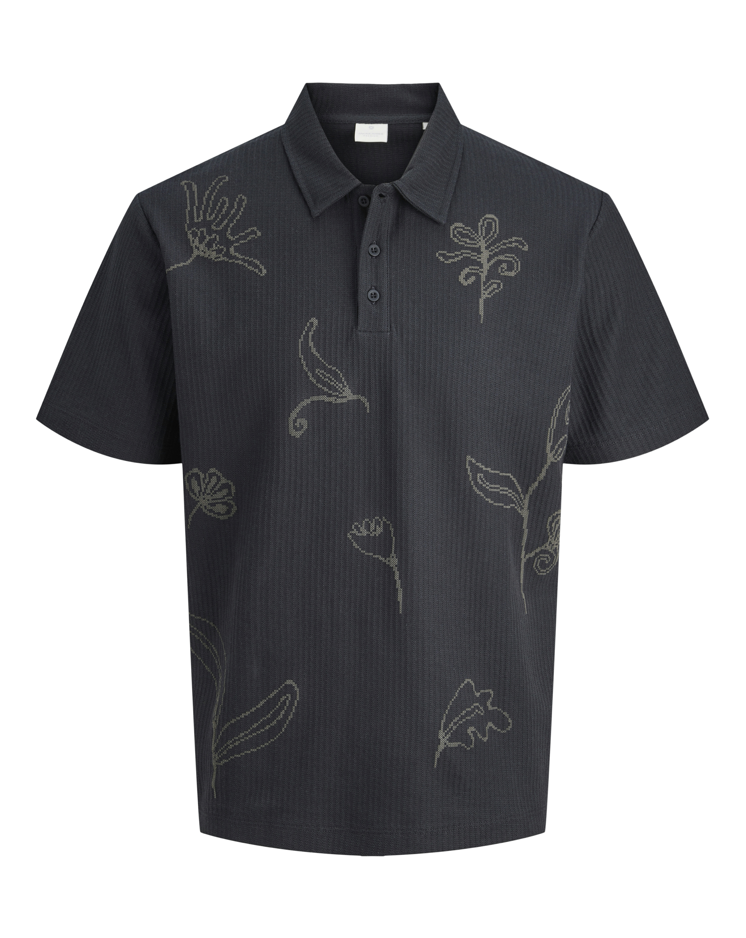 Jack & Jones Men's Black Premium Leon Floral Polo Size 4XL(59) - Image 2