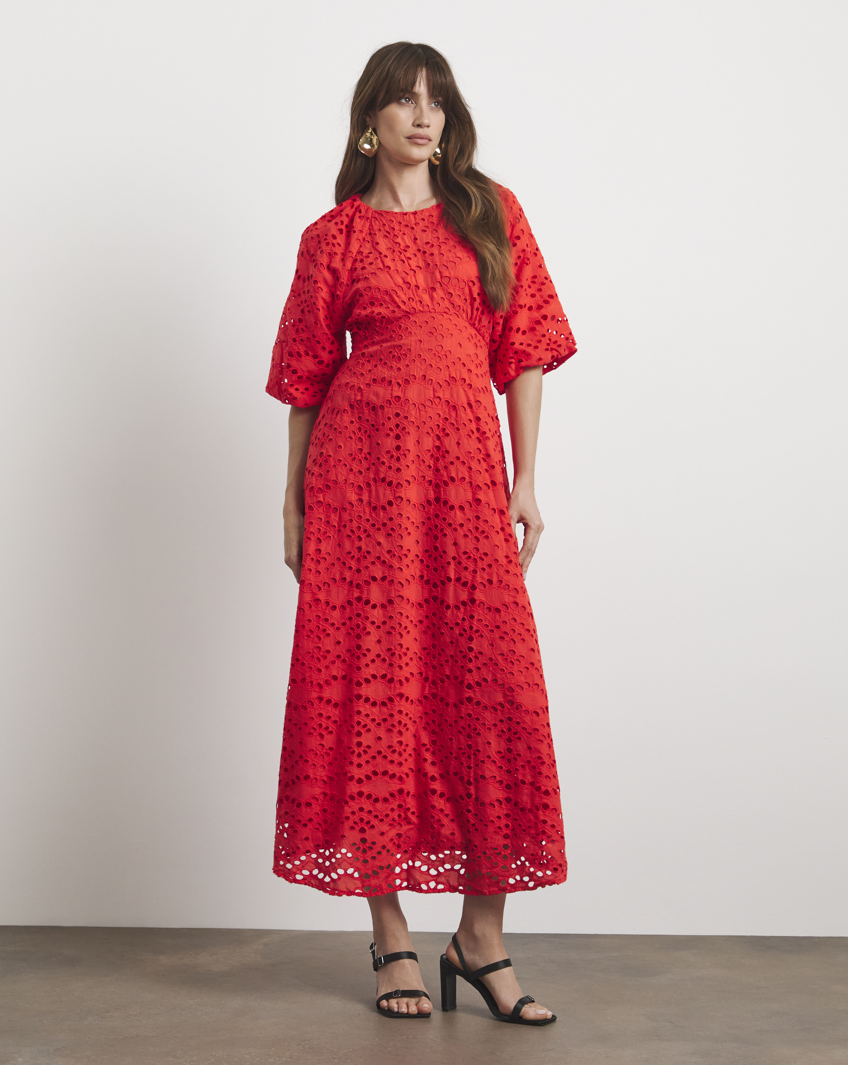 Joanna Hope Puff Sleeve Broderie Dress