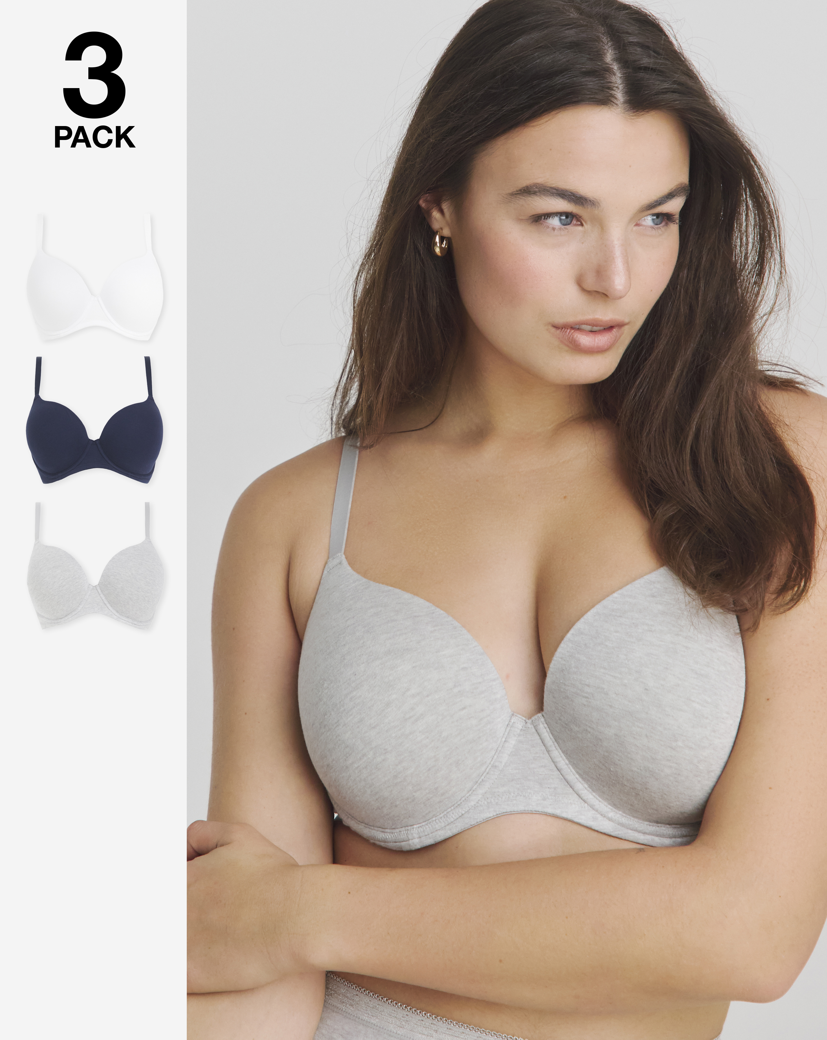 3 Pack Cotton T-Shirt Bras