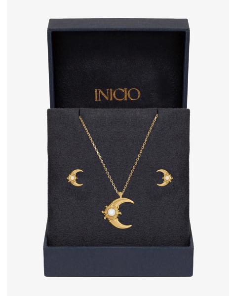 Gold Plated and Opal Moon Set - Gift Box