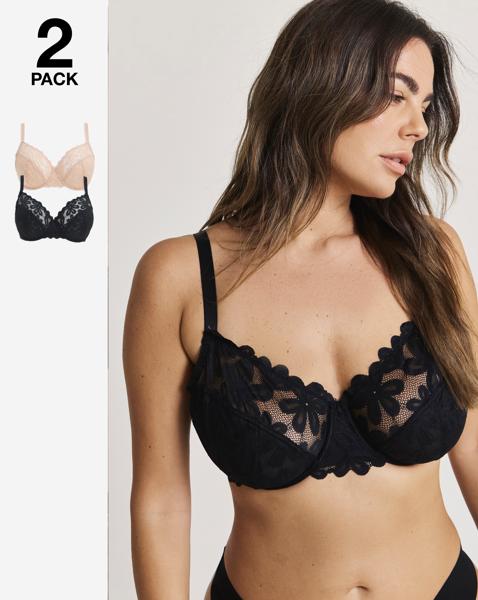 2 Pack Daisy Lace Full Cup Bras