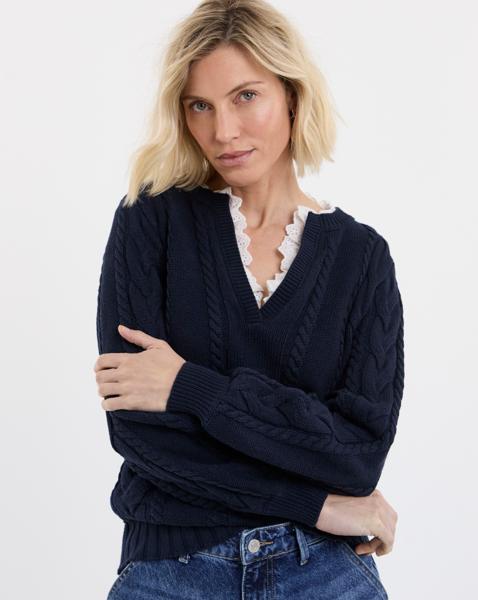 V Neck Frill Knitted Jumper