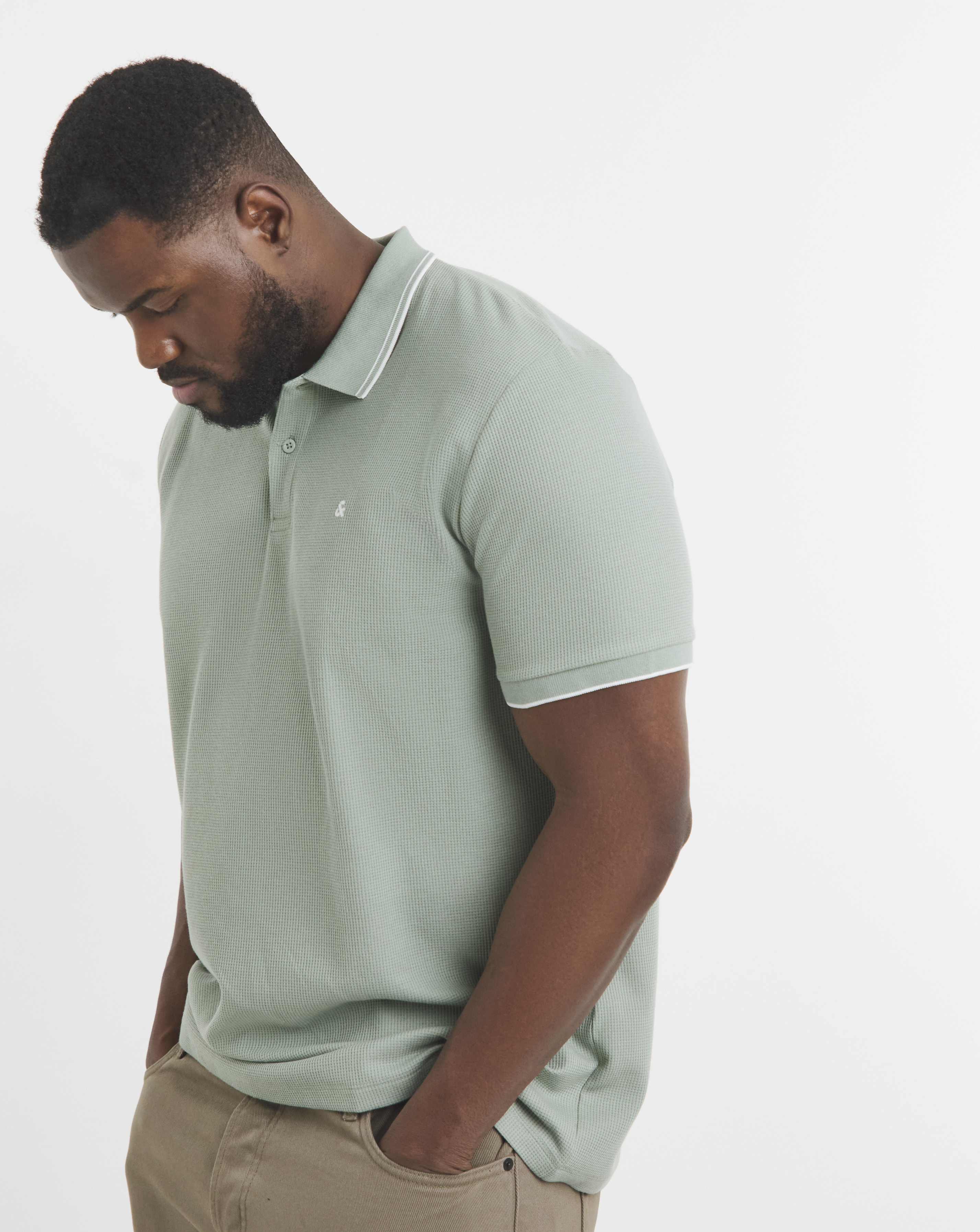 Jack & Jones Green Austin Waffle Polo - L(47)