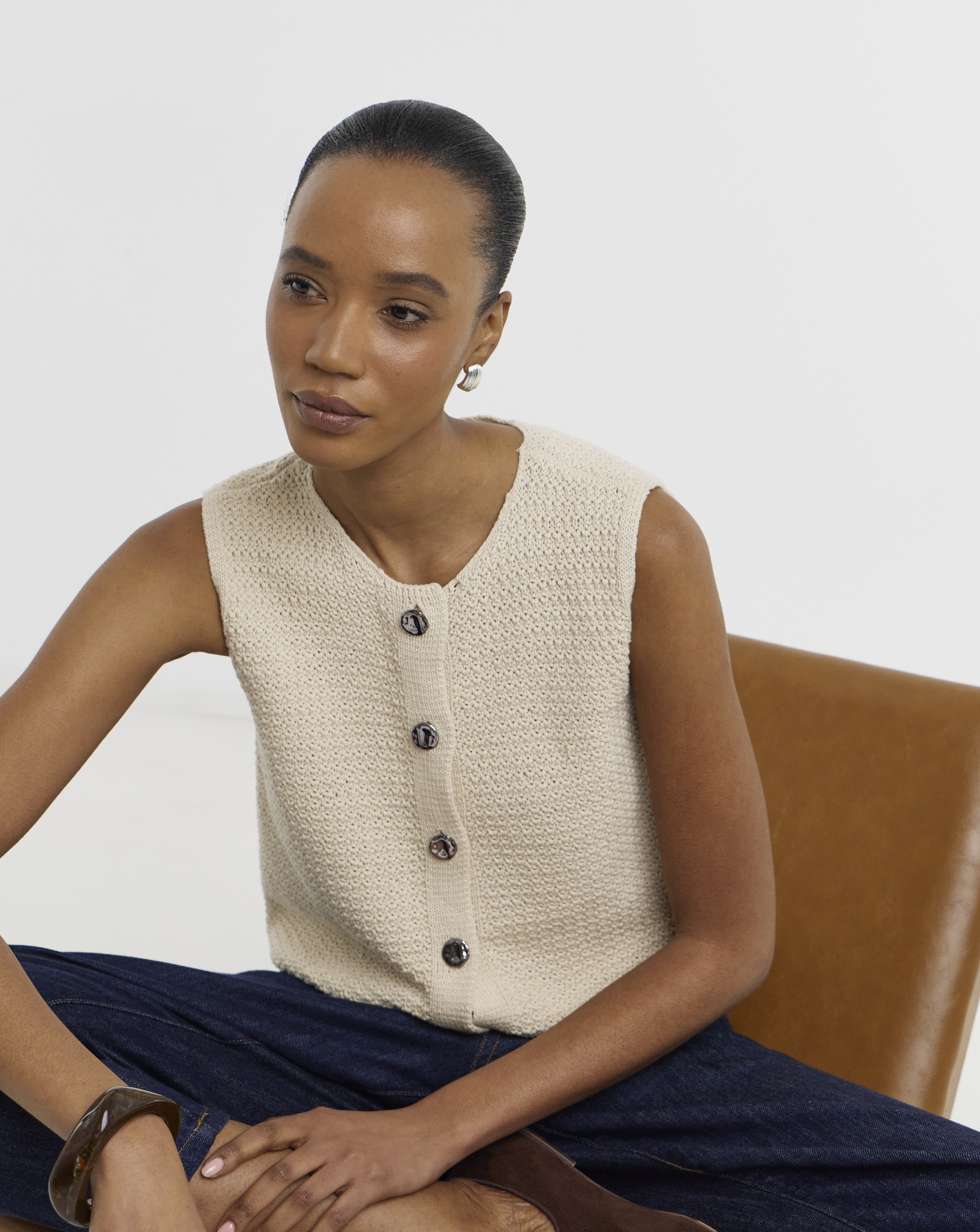 JDY Martha O-Neck Knitted Vest | JD Williams