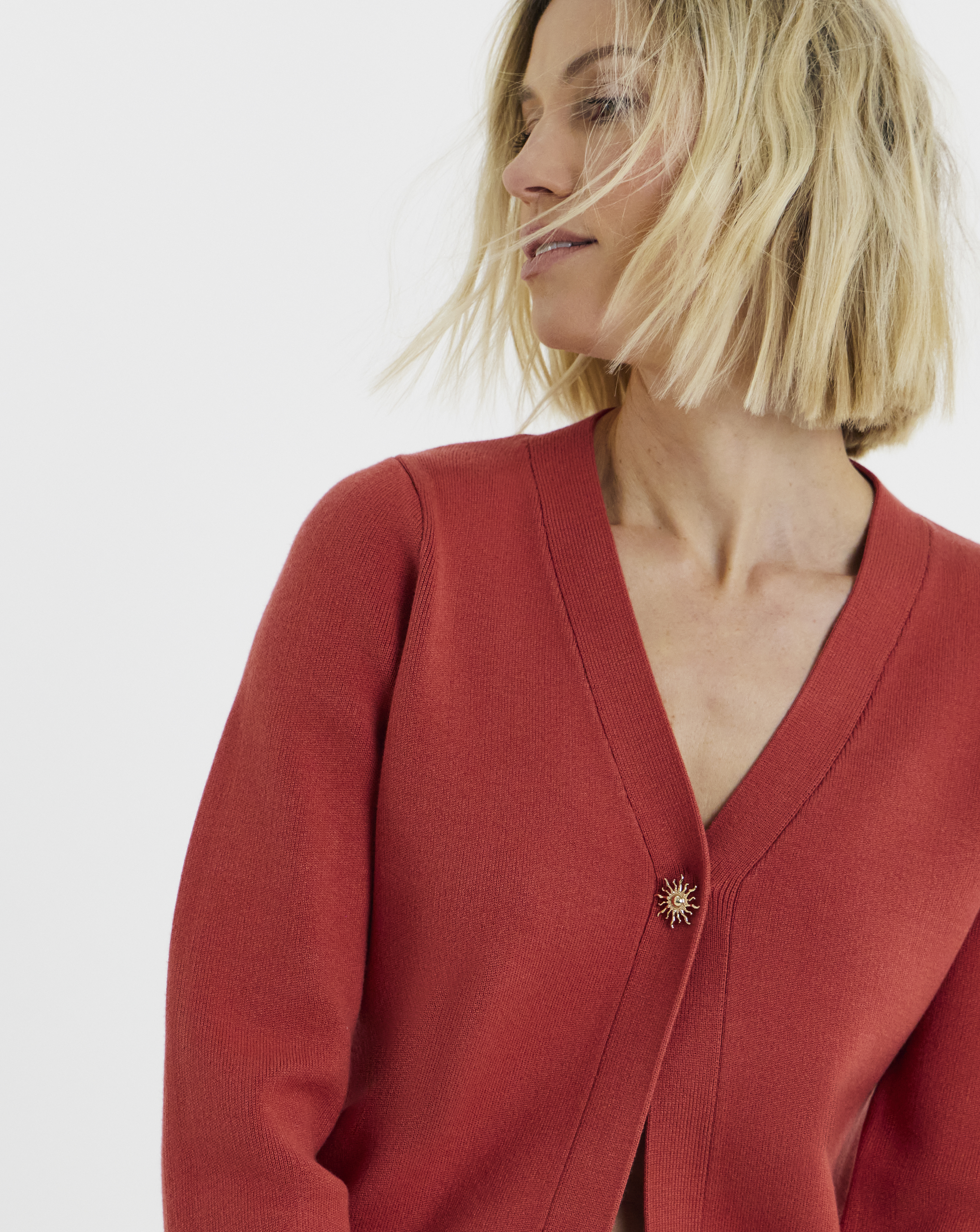 V Neck Statement Button Cardigan