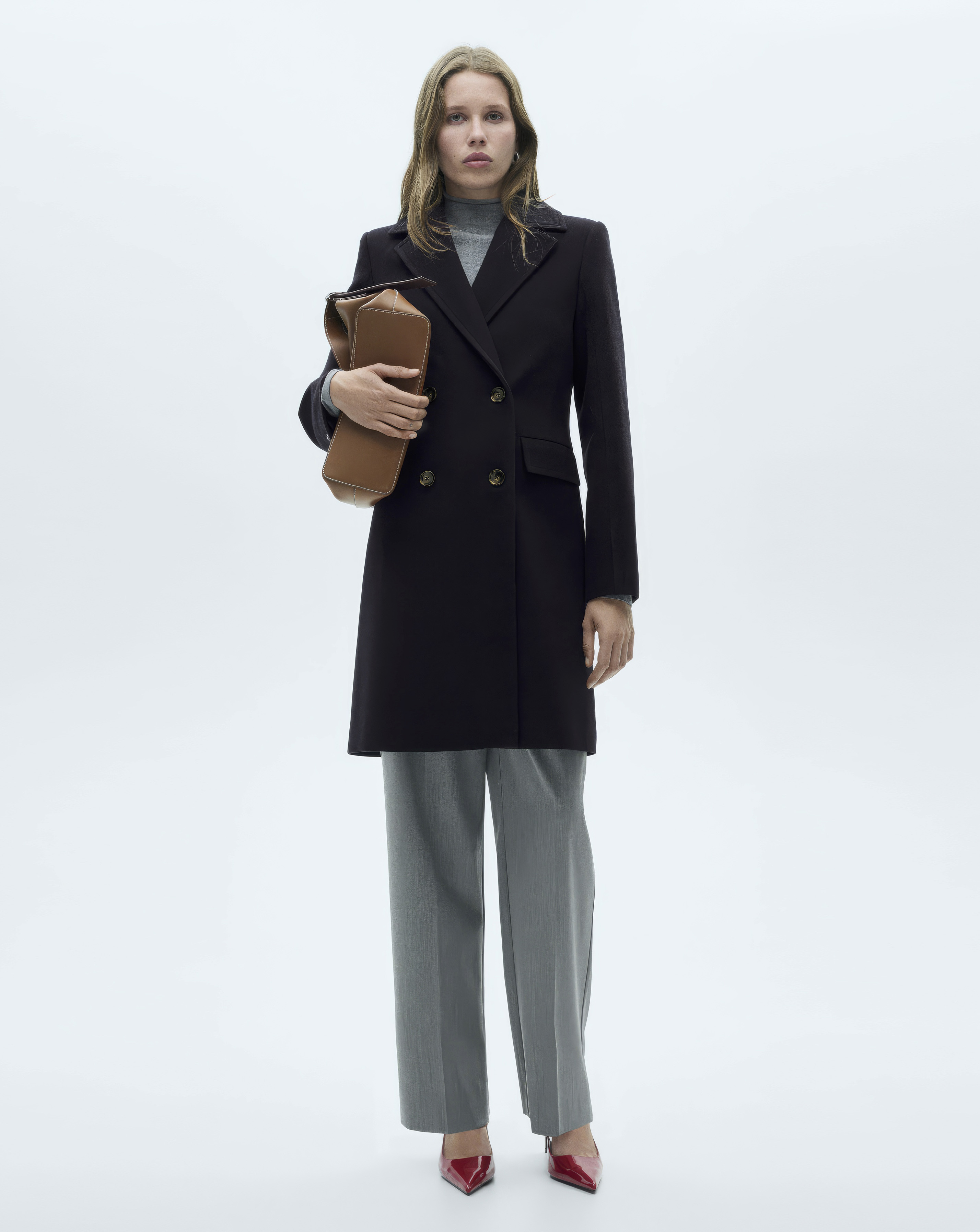 Mango Navy Double Breasted Wool Coat - Xxl