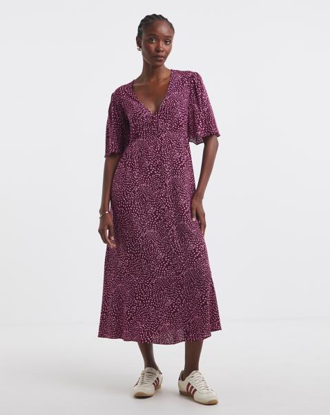 Spun Viscose Button Up Midi Dress
