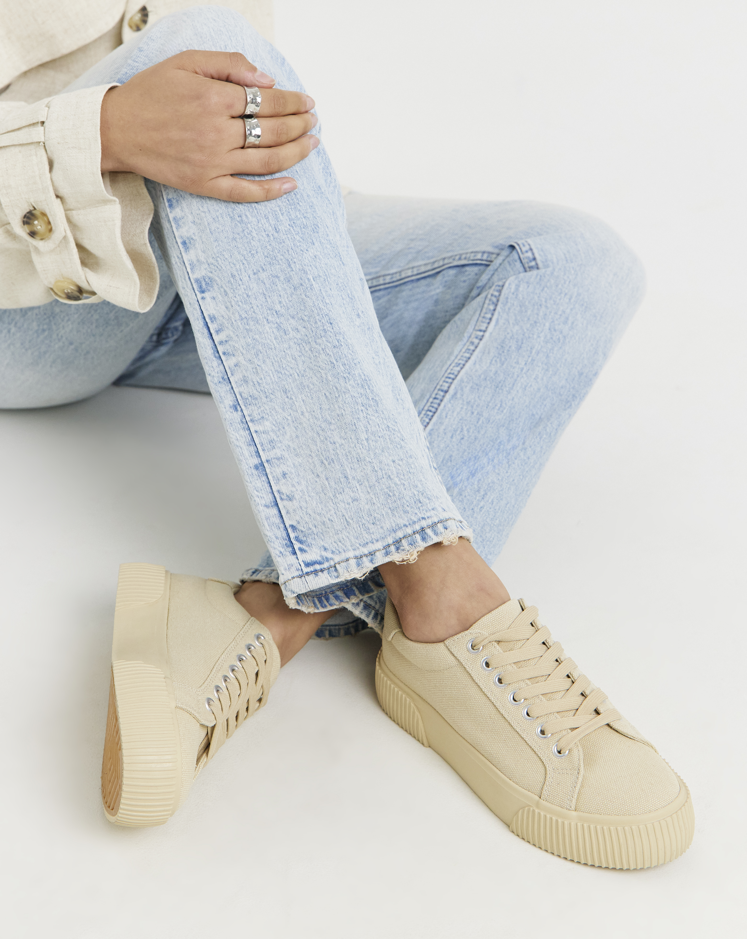 Canvas Trainer Chunky Ribbed Sole Wide