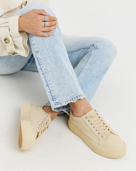 Canvas Trainer Chunky Ribbed Sole Wide