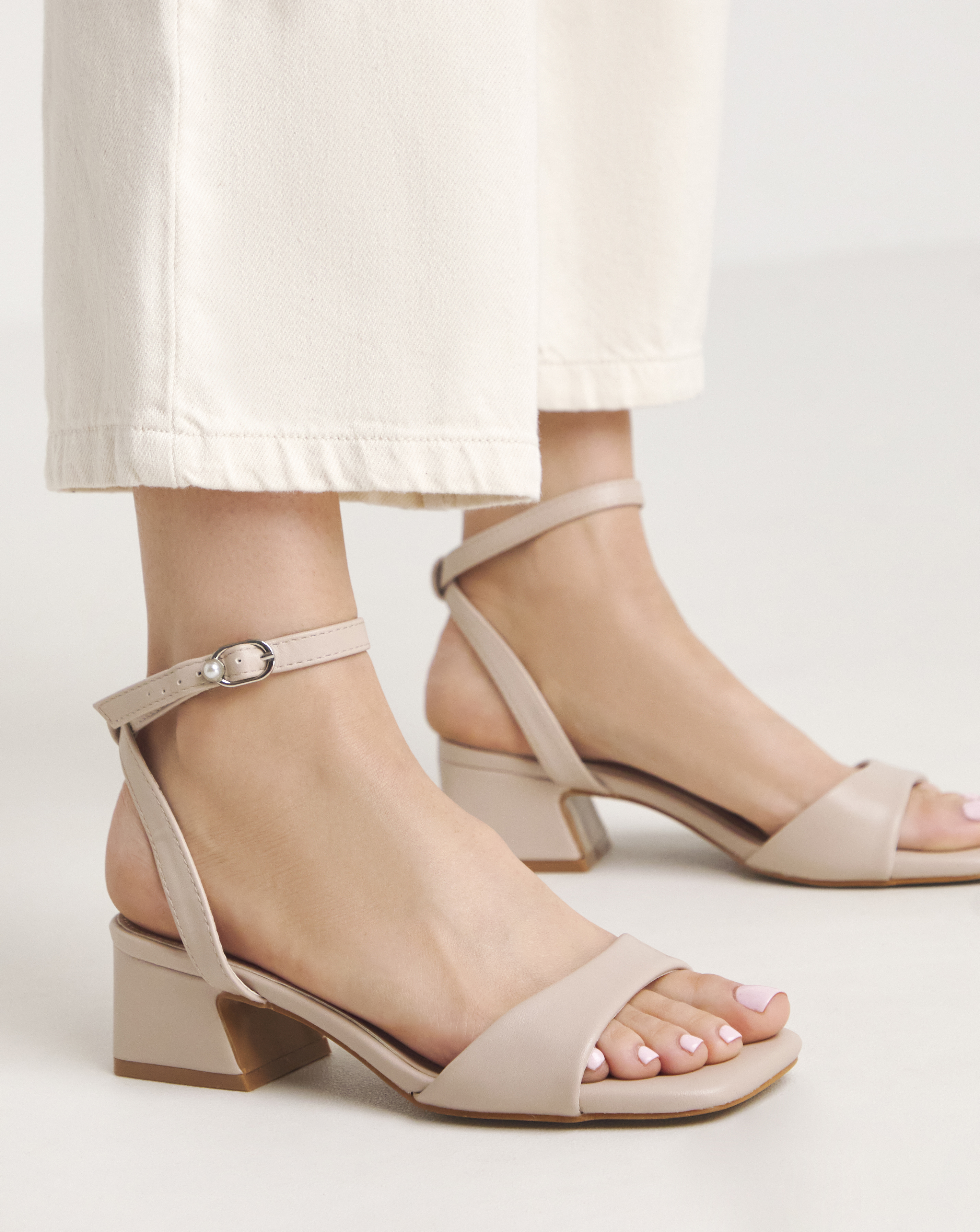 Barely There Low Block Heel Wide