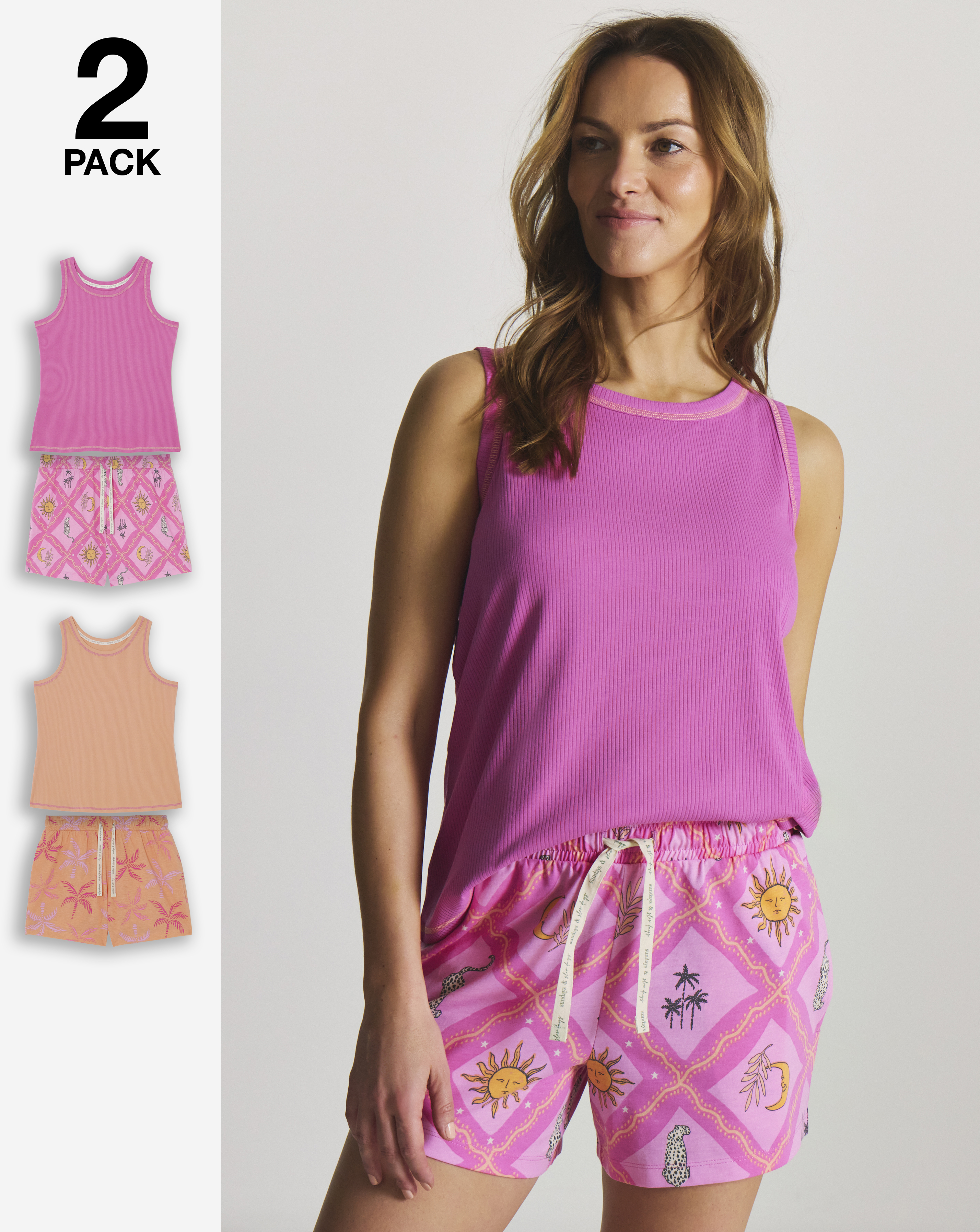 Pretty Secrets 2 Pack Ribbed Shortie Set