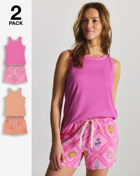 Pretty Secrets 2 Pack Ribbed Shortie Set