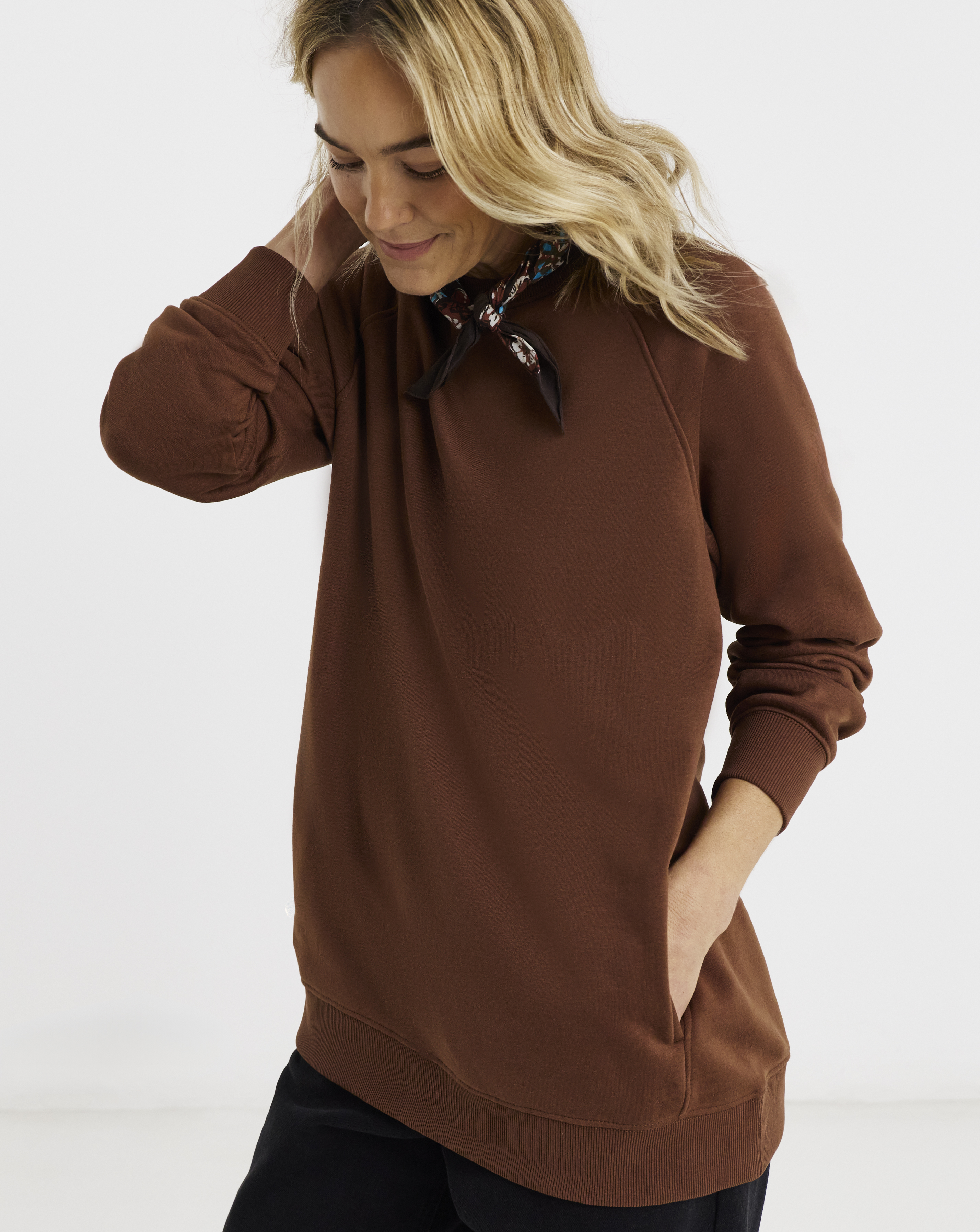Side Zip Longline Sweatshirt