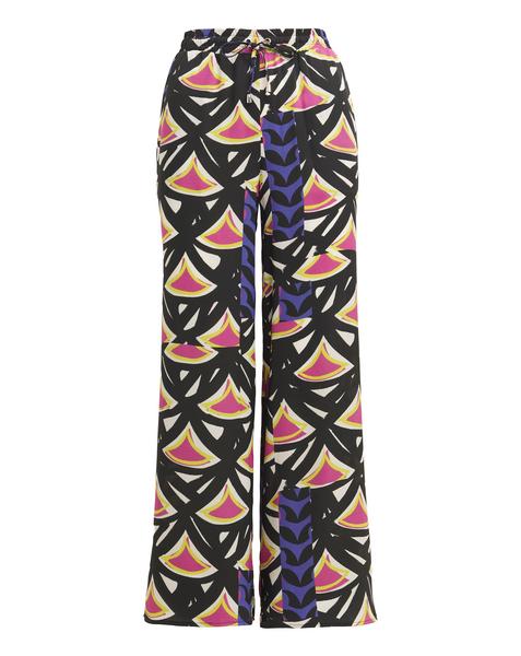 Geo Print Satin Wide Leg Trousers