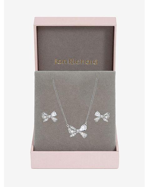 Jon Richard Rhodium Plated Bow Box Set