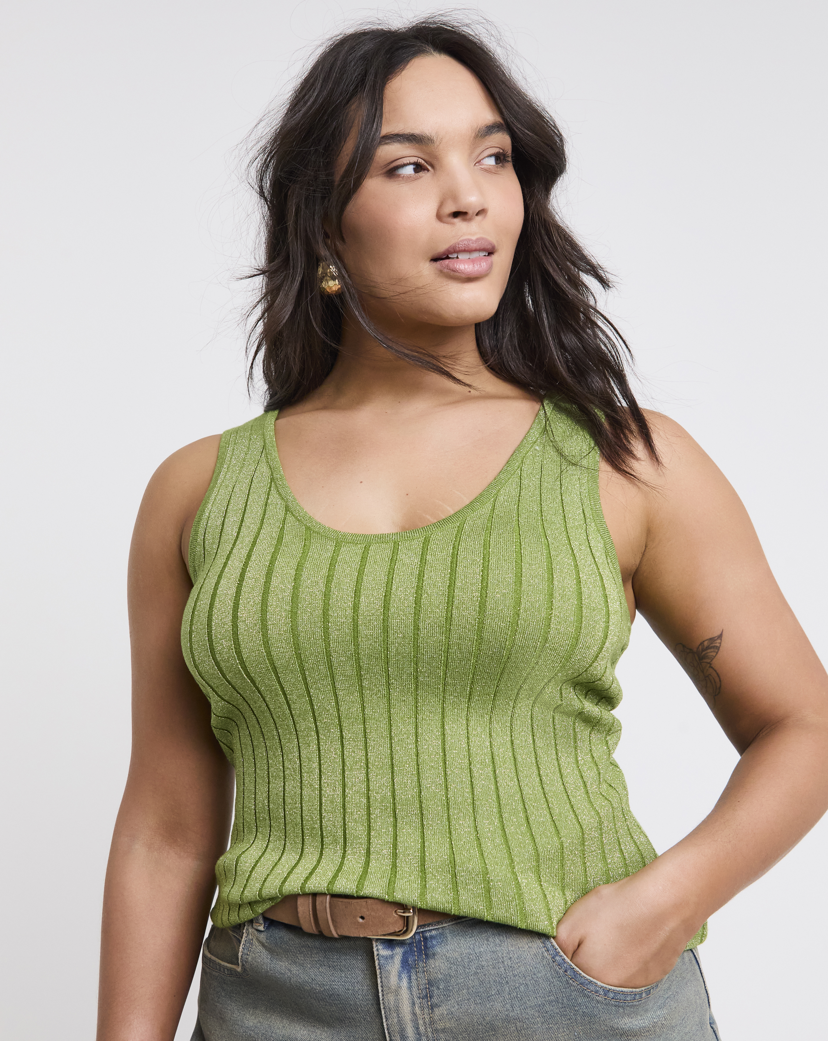 Simply Be Metallic Rib Knit Vest Top