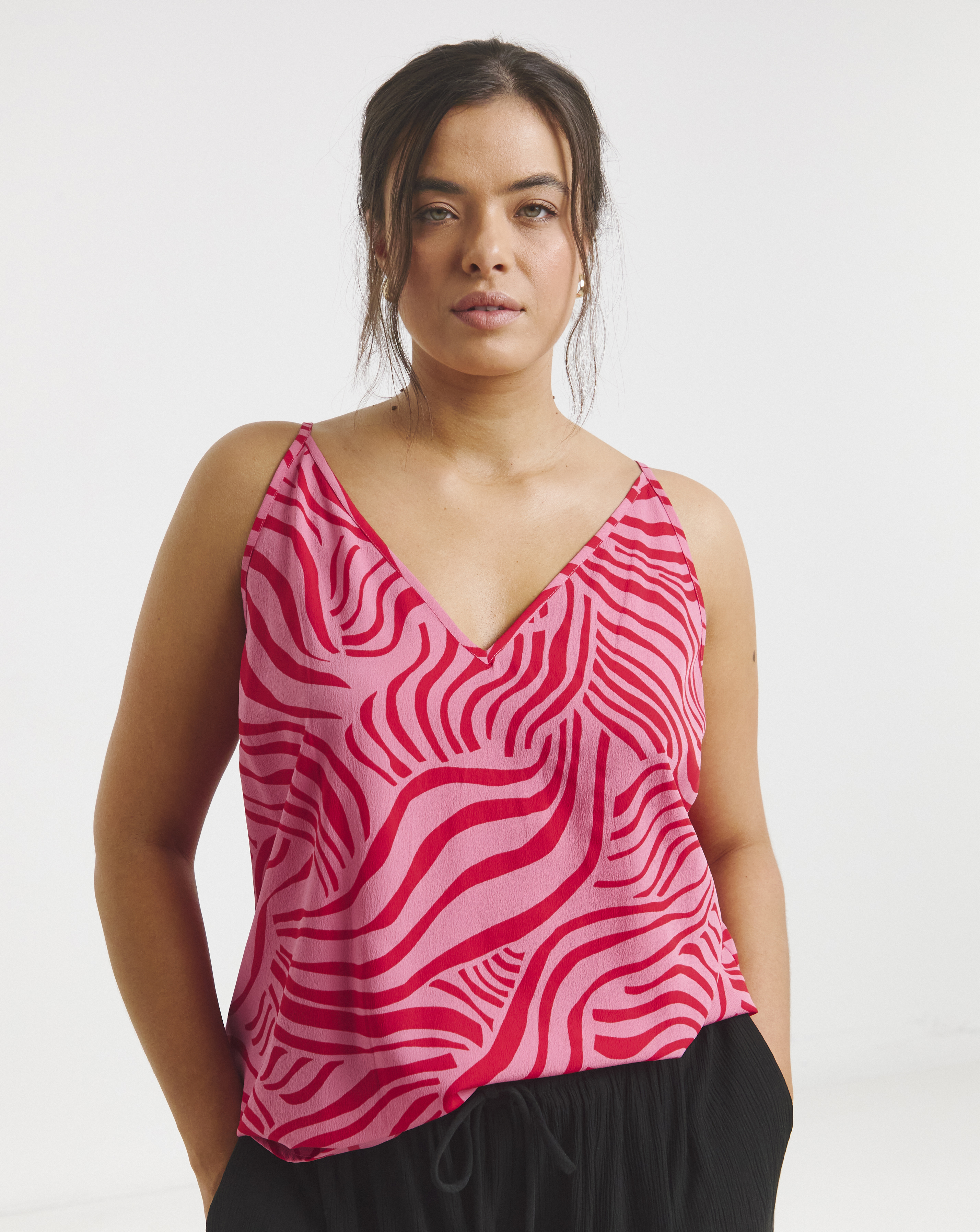 Simply Be Pink Zebra V Neck Cami