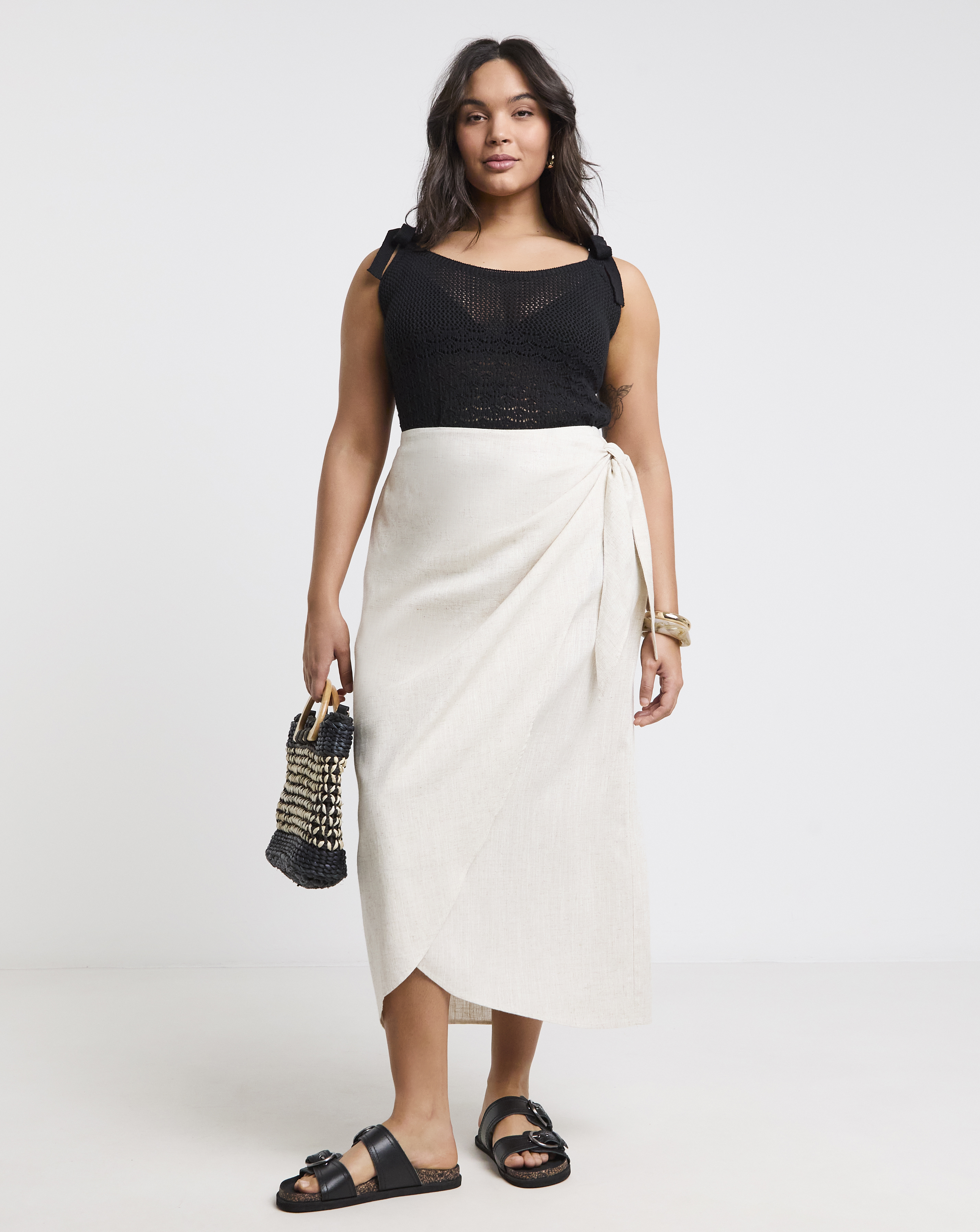 Linen Wrap Midaxi Skirt
