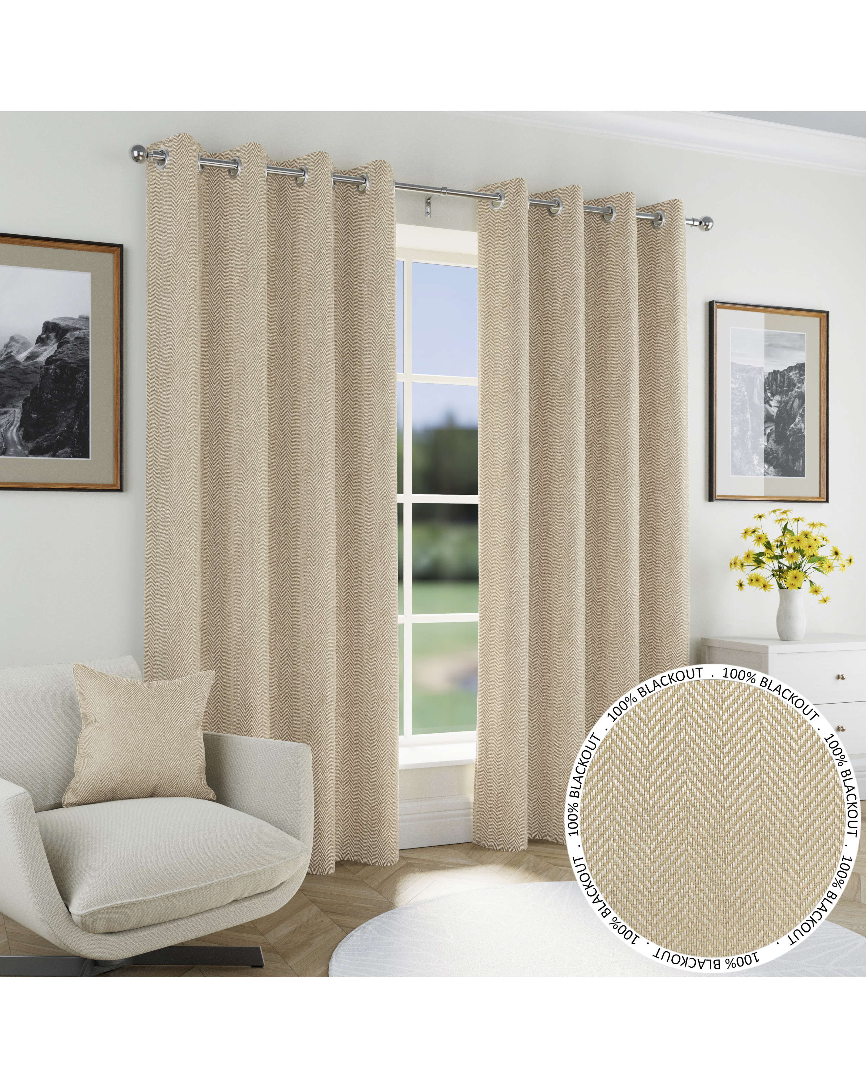 Chester Herringbone Eyelet Curtains