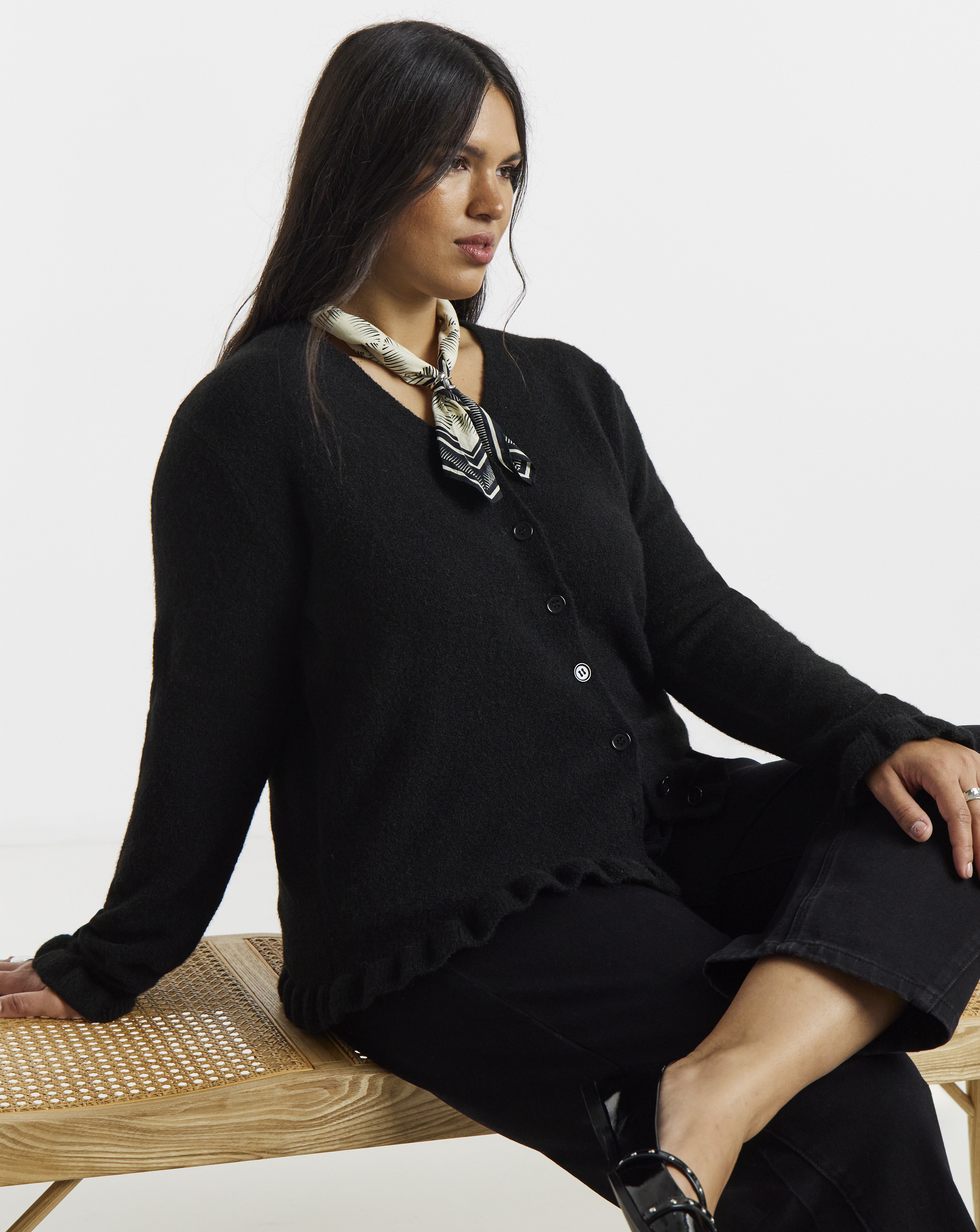 Frill V-Neck Cardigan