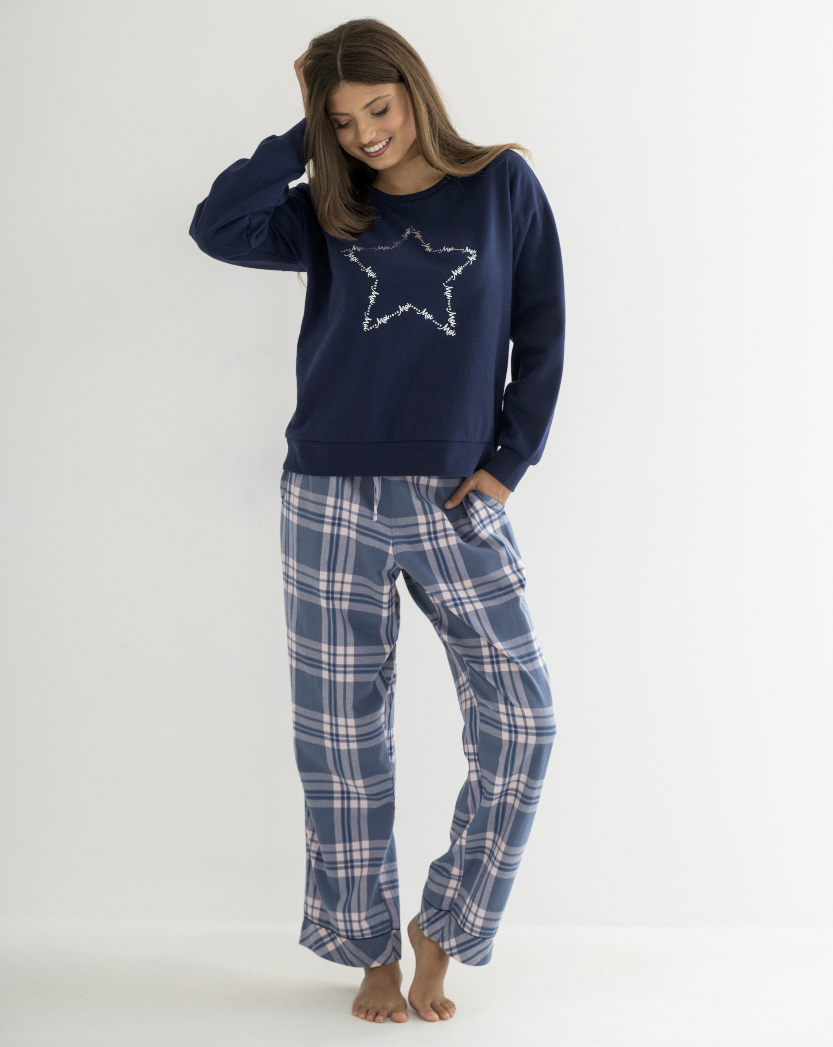 Pour Moi Sweatshirt Check Pyjama Set