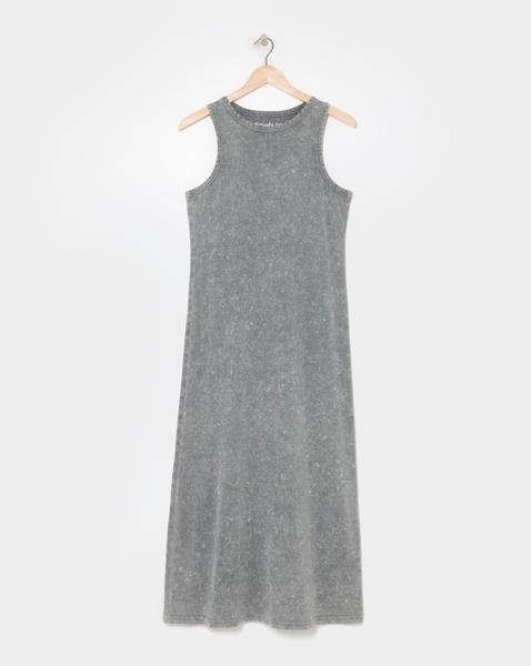 Simply Be - Women's Acid Wash Cotton Jersey Maxi Dress - Size 22 - Grey