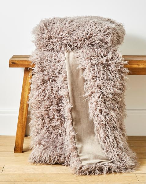 Mongolian Faux Fur Throw - Mink