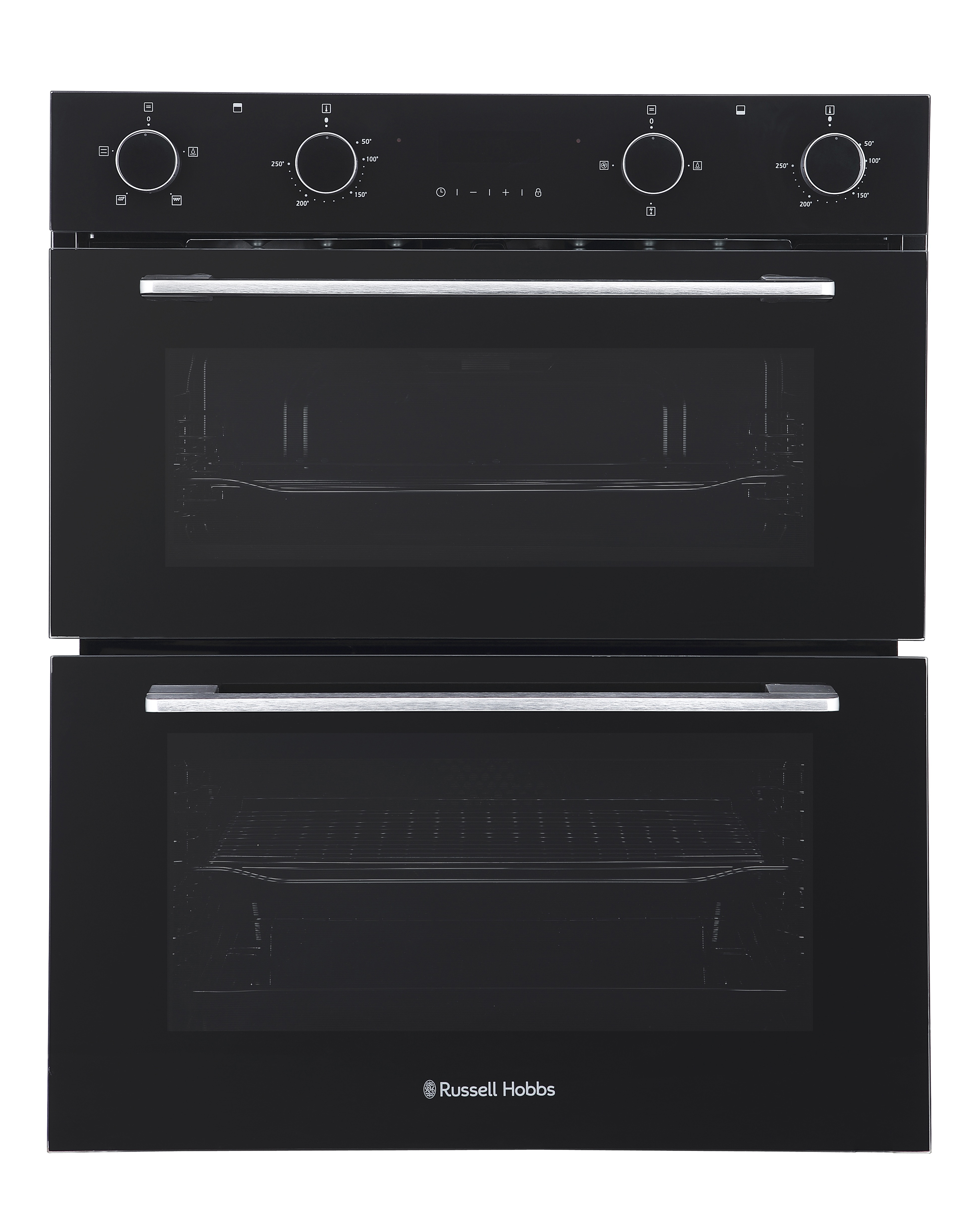 Russell Hobbs RH72DEO1001B Black Built-Under Double Electric Oven - 92L Total Capacity - Fan-Assisted Cooking