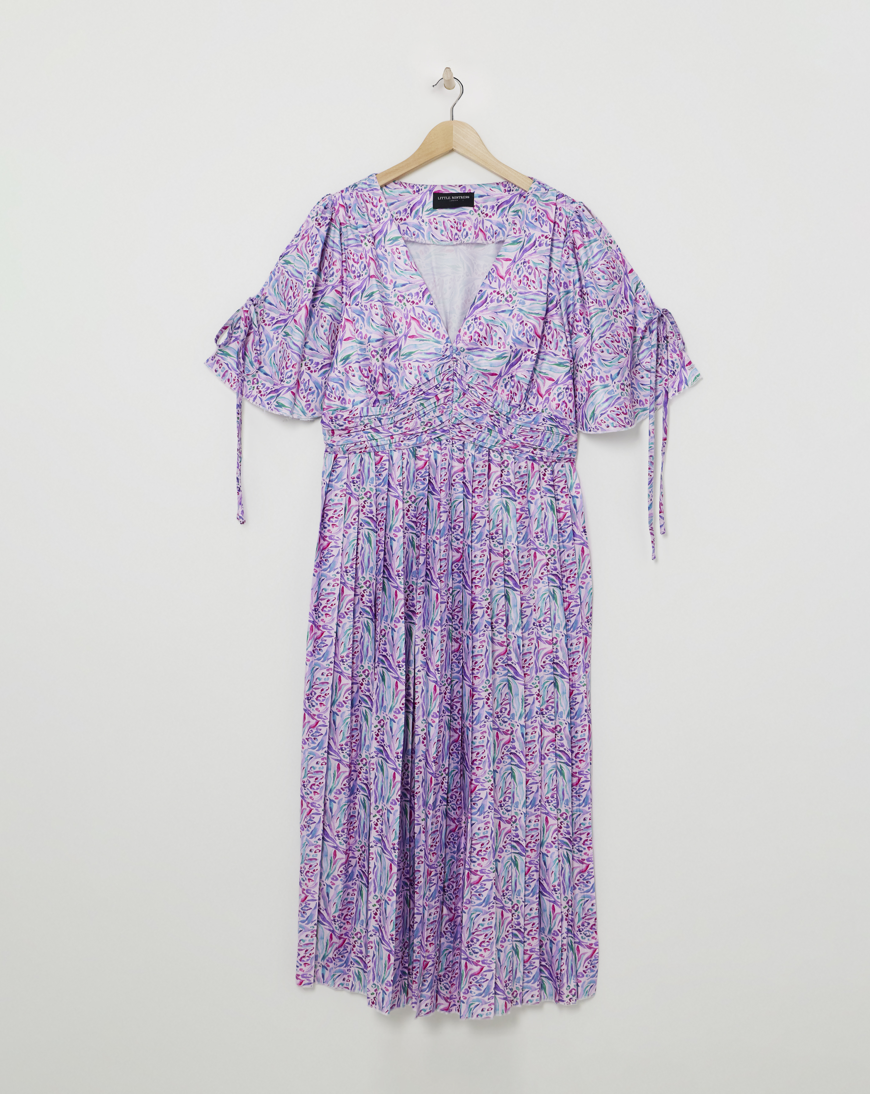 Little Mistress Print Angel Midaxi Dress - Lilac - Size 12 - Women's