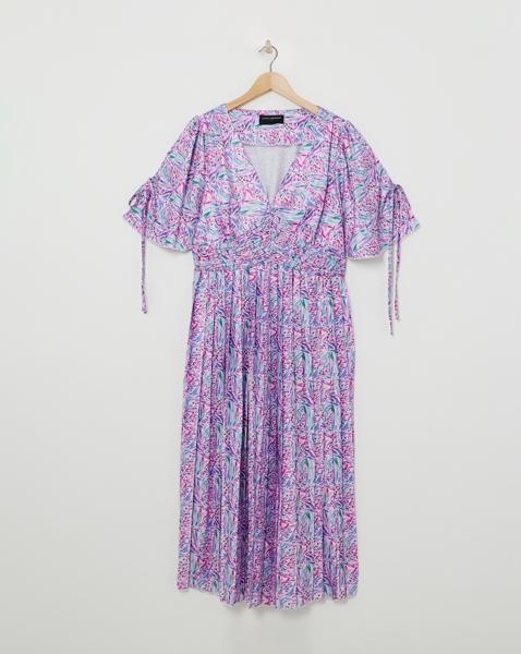 Little Mistress Print Angel Midaxi Dress - Lilac - Size 12 - Women's