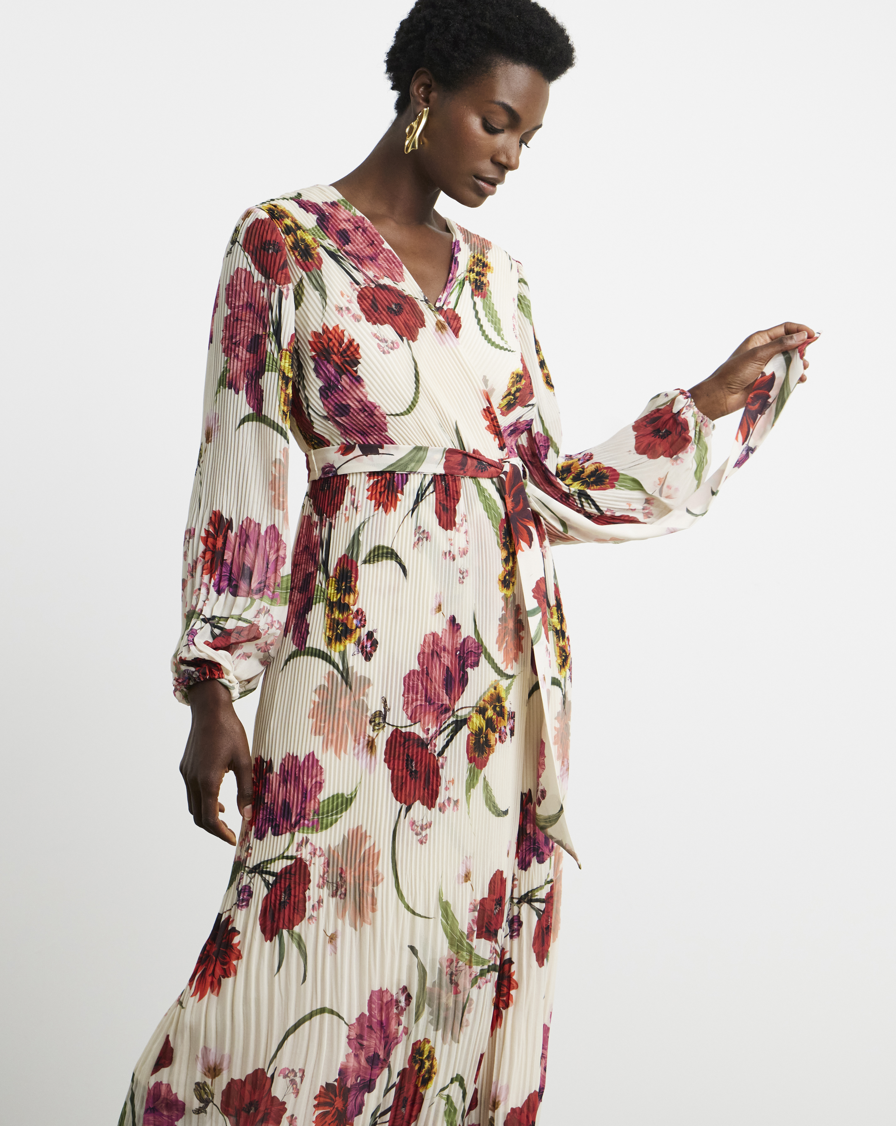 Joanna Hope Pleated Wrap Dress